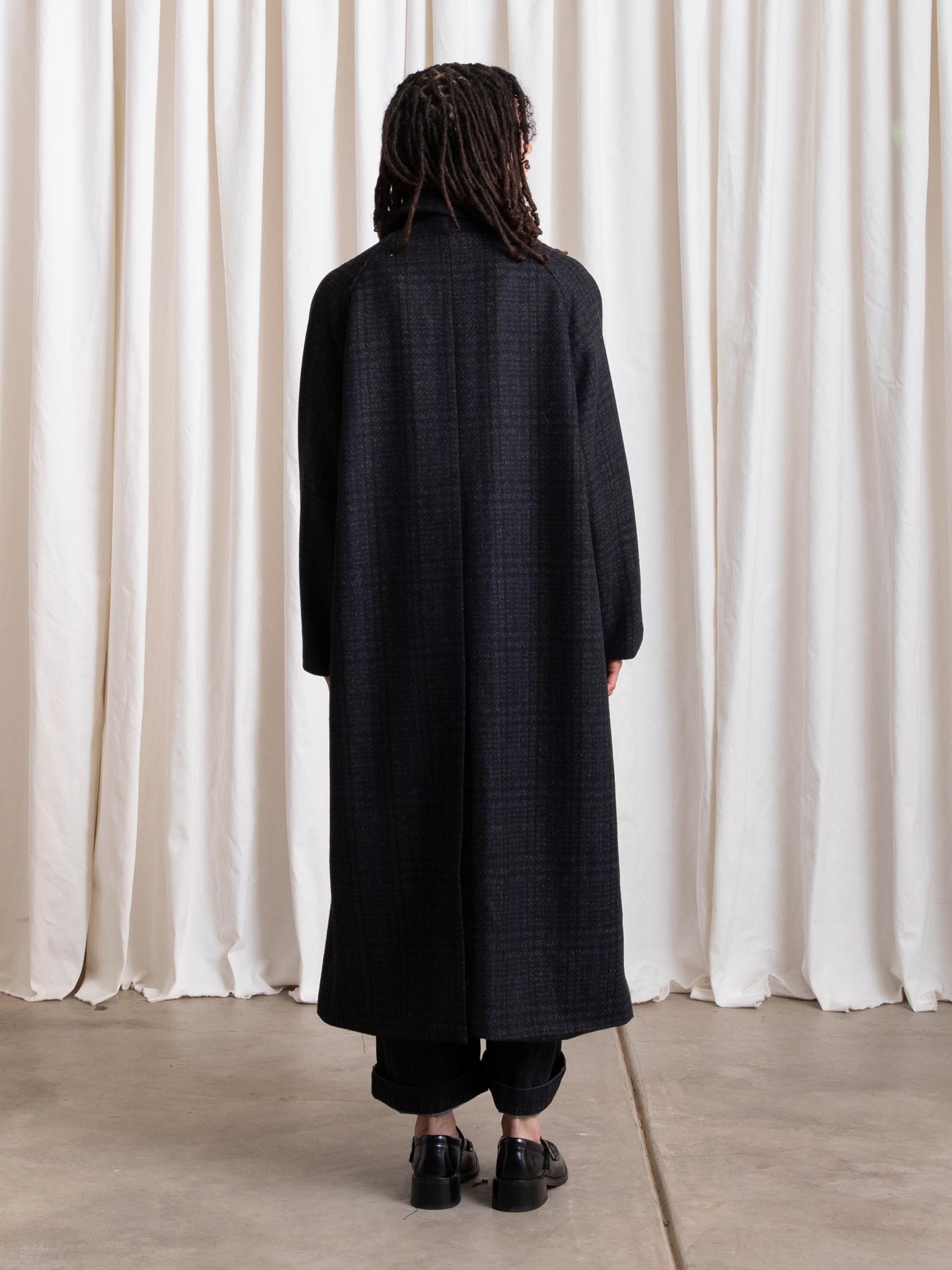 NEW WOOL TRENCH - BLUE/GREY PLAID