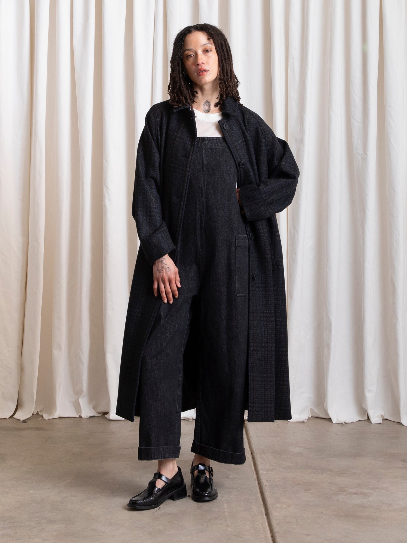 NEW WOOL TRENCH - BLUE/GREY PLAID