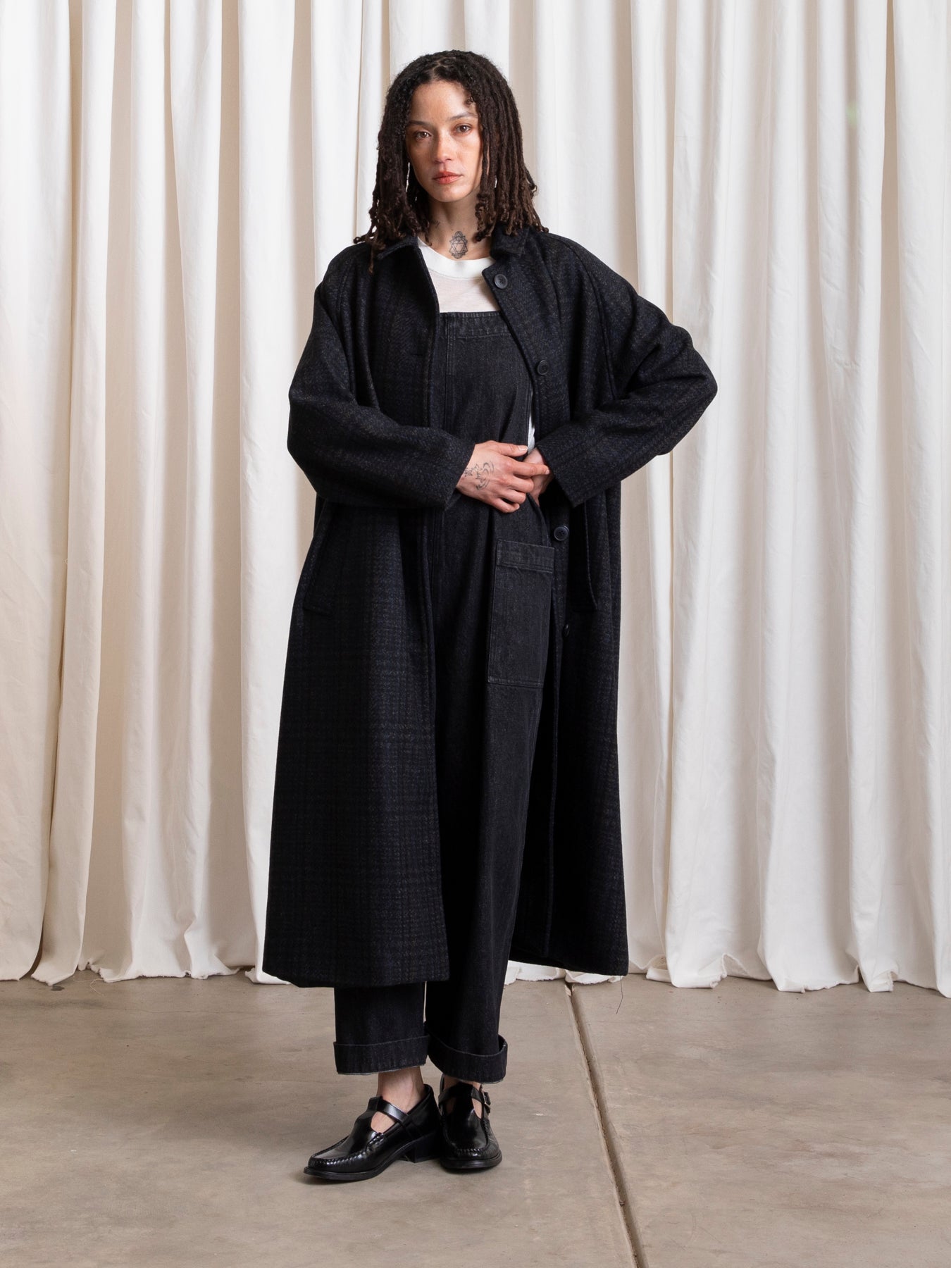 NEW WOOL TRENCH - BLUE/GREY PLAID