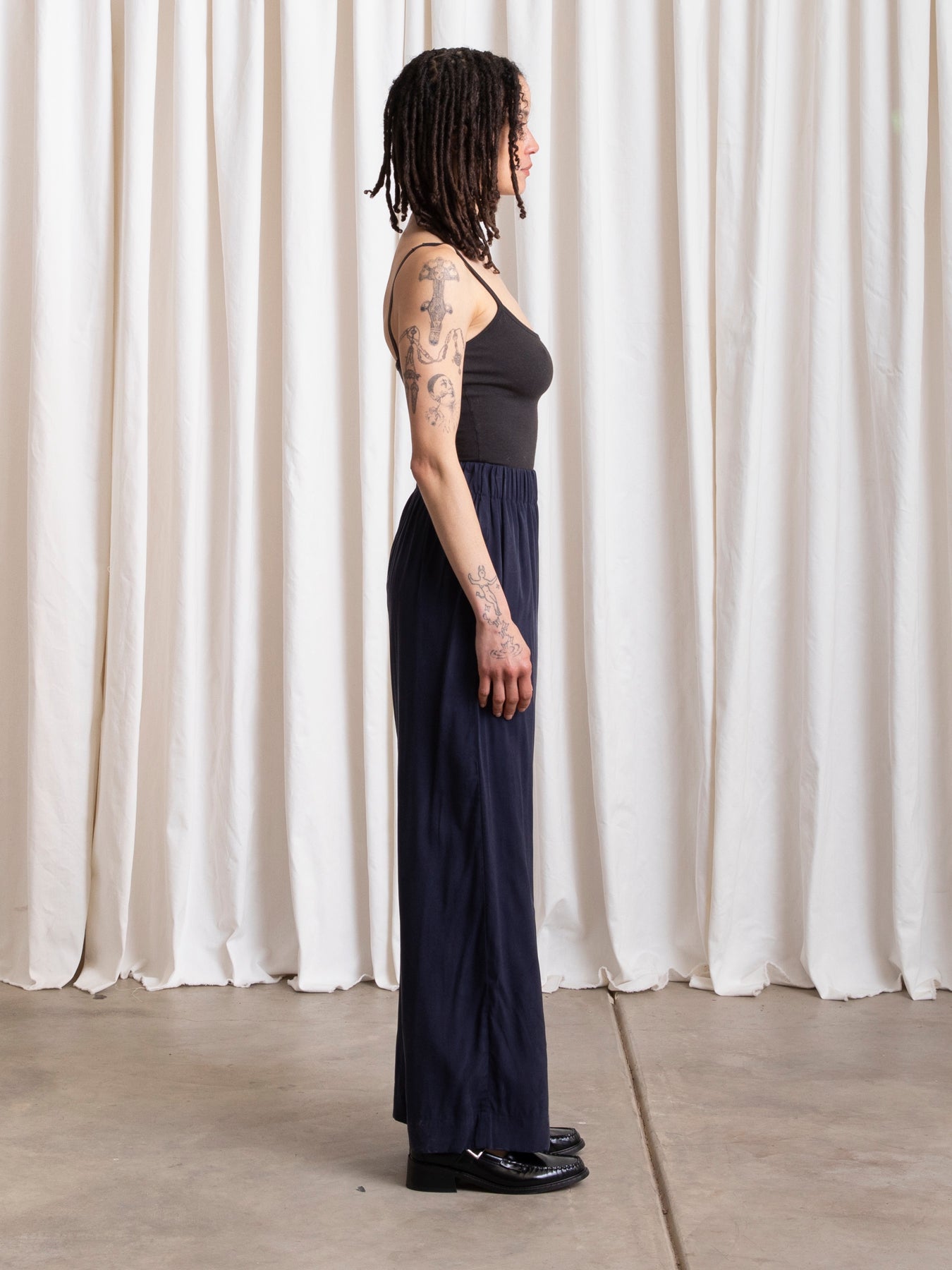 ELASTIC WAIST PANT - NAVY