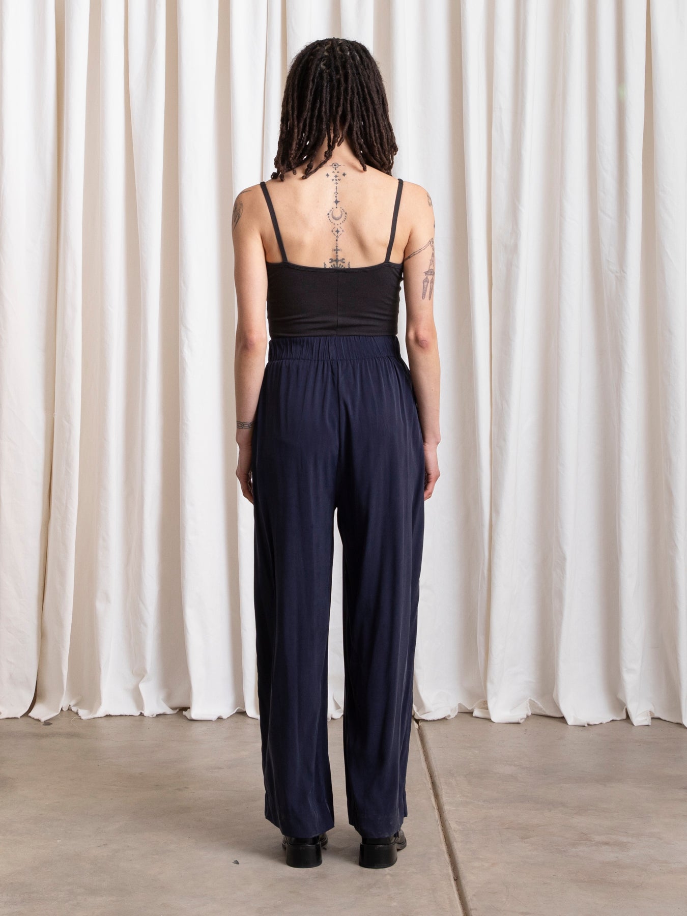 ELASTIC WAIST PANT - NAVY
