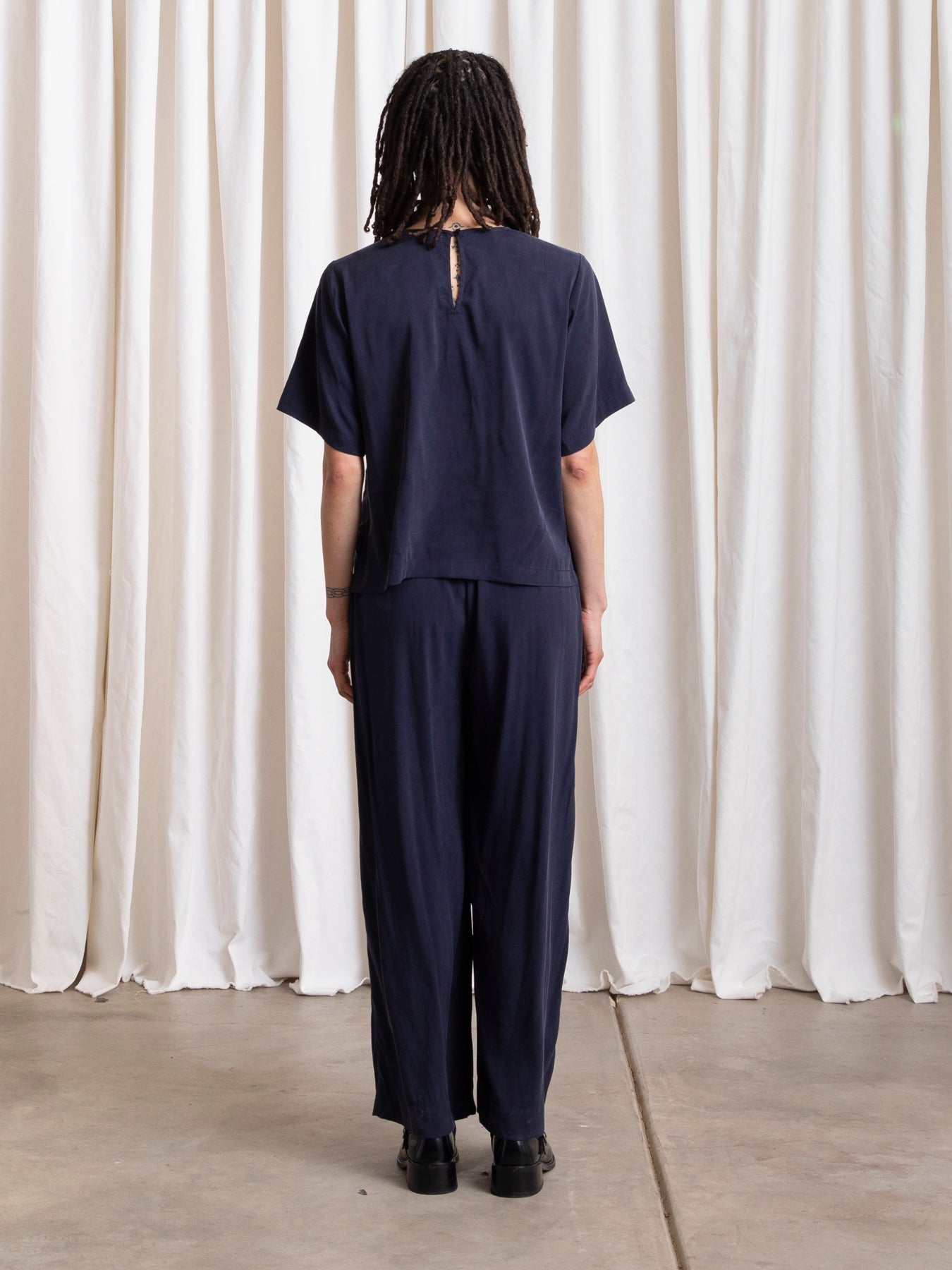 WOVEN T-SHIRT - NAVY
