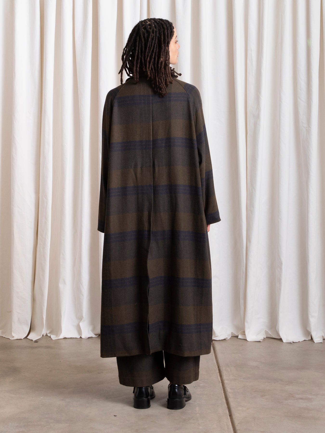 NEW PLAID TRENCH - OLIVE/NAVY PLAID