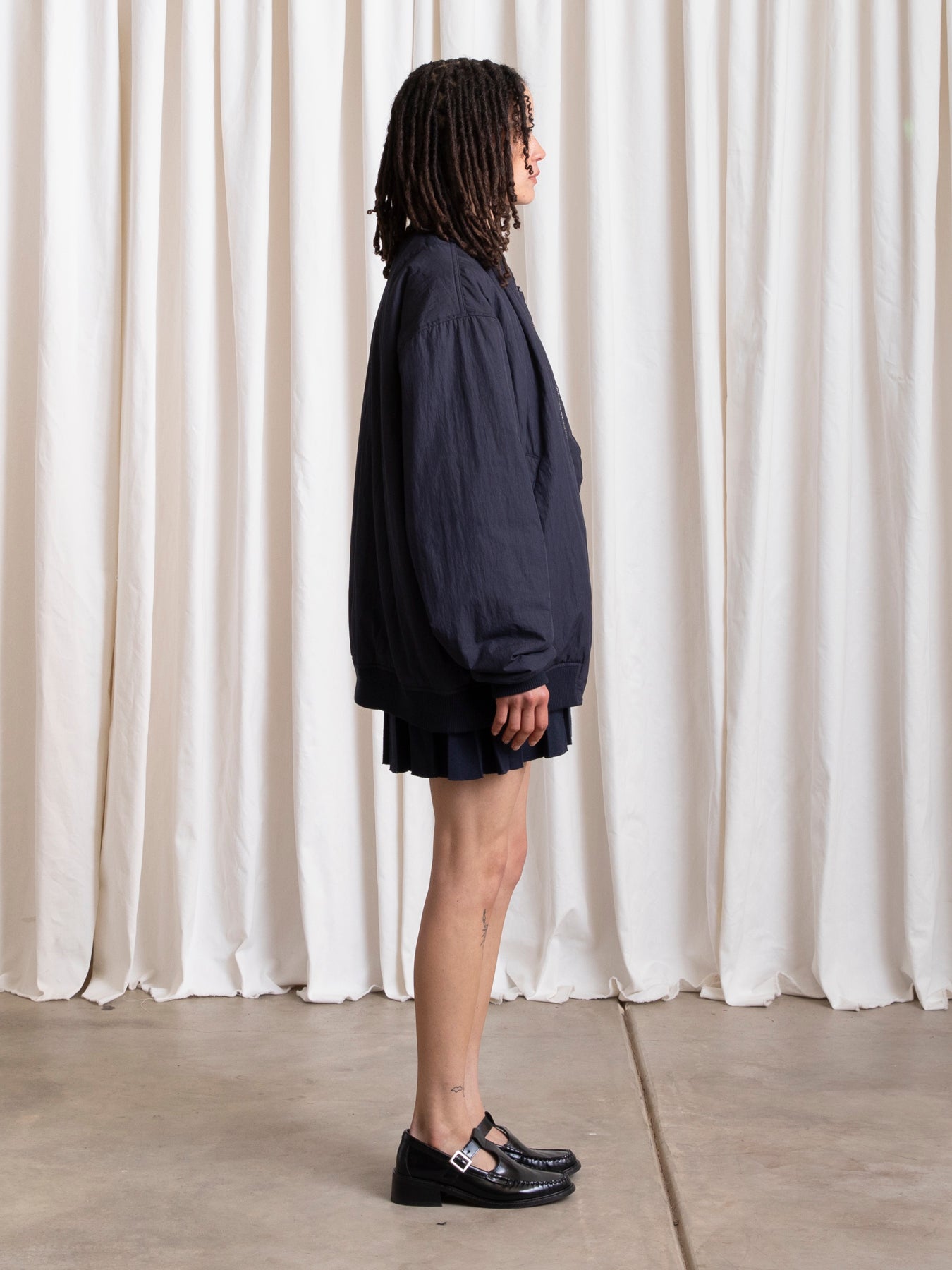 OVERSIZED BOMBER JACKET - DEEP NAVY