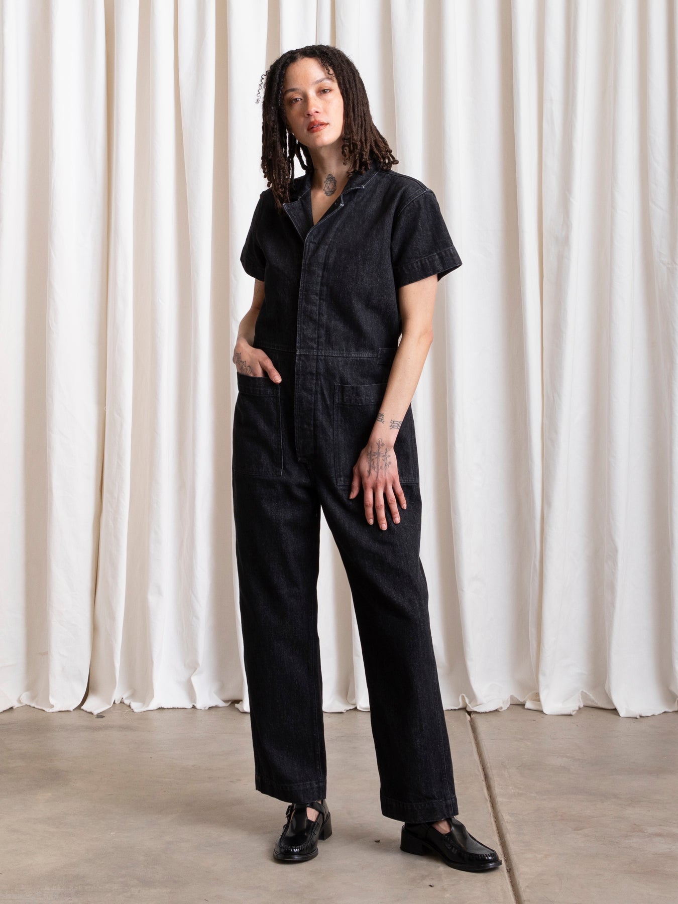 BOILER SUIT - BLACK DENIM