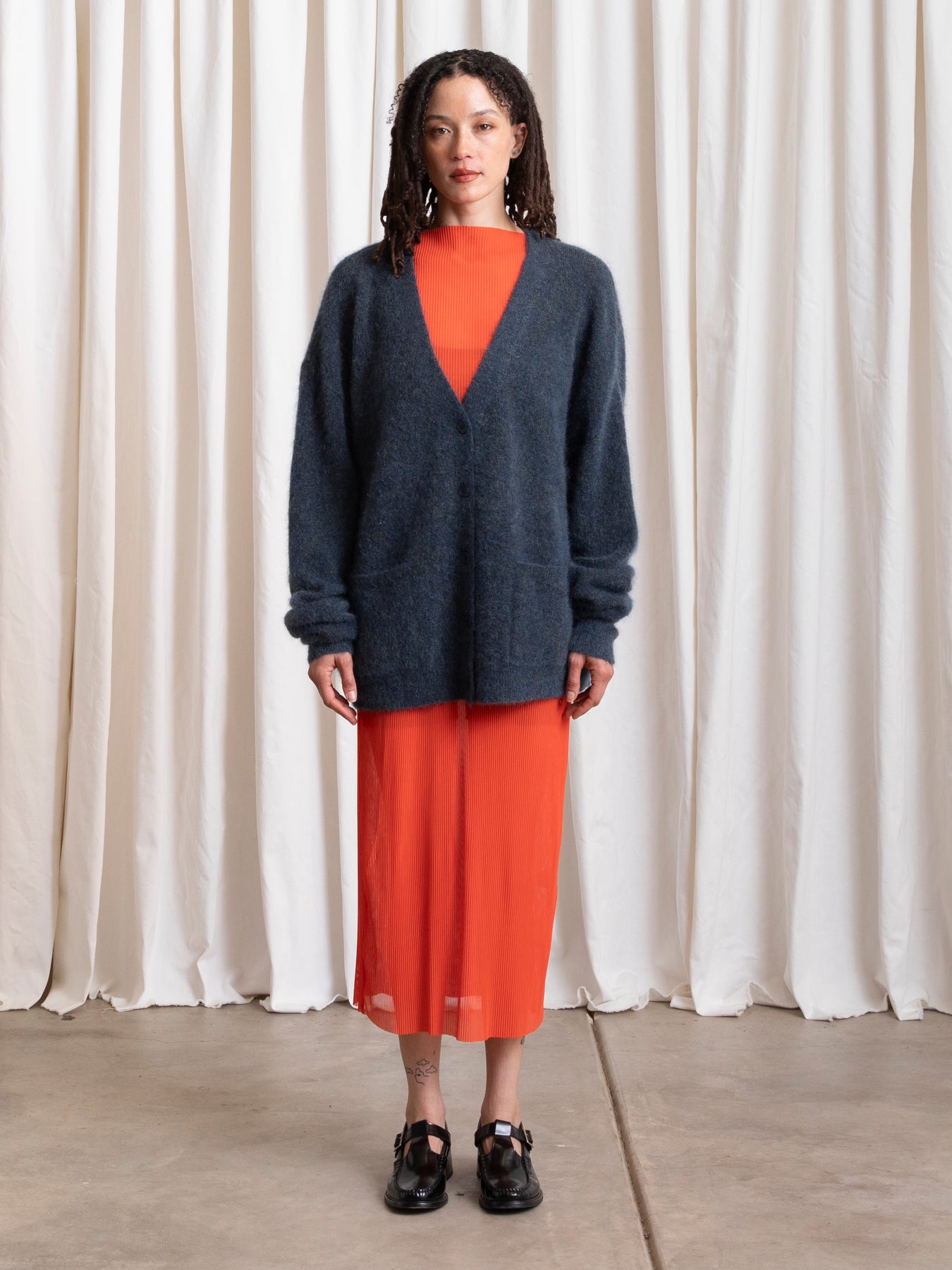 OVERSIZED MOHAIR CARDIGAN - OCEAN