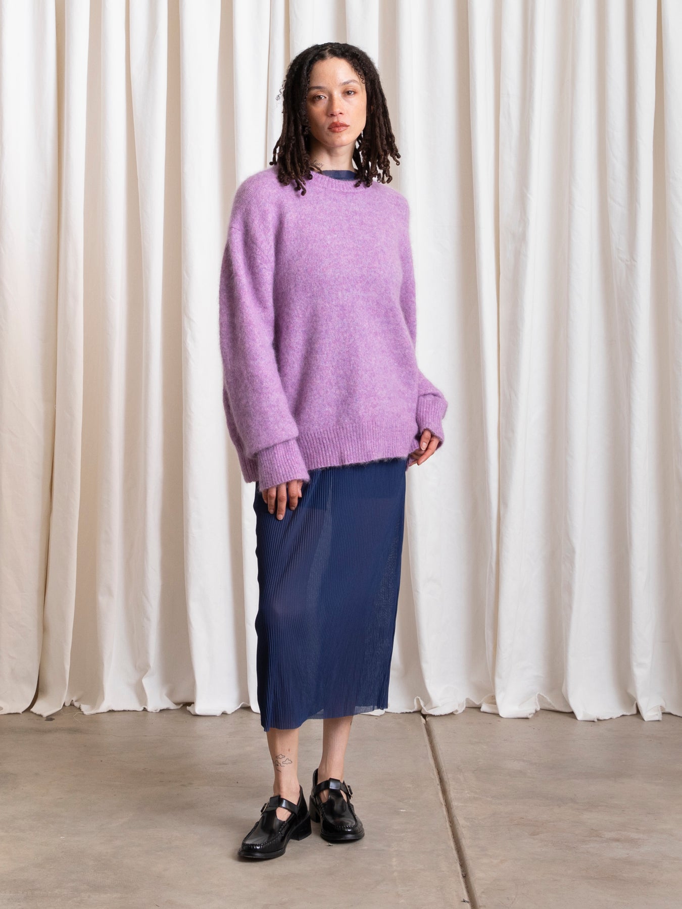 OVERSIZED MOHAIR PULLOVER -LILAC