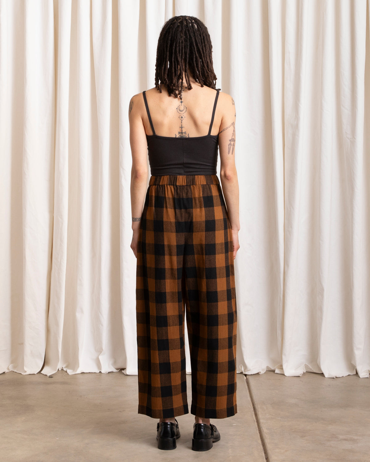 ELASTIC PANT - COPPER/BLACK PLAID