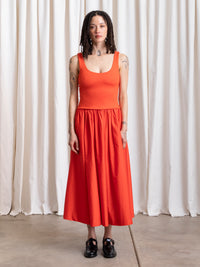 MIXED FABRIC DRESS - POPPY