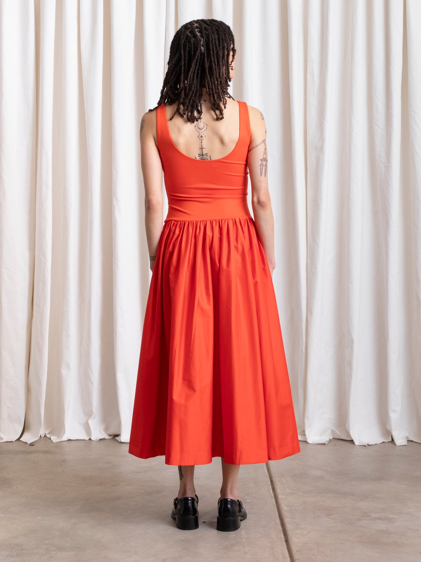 MIXED FABRIC DRESS - POPPY