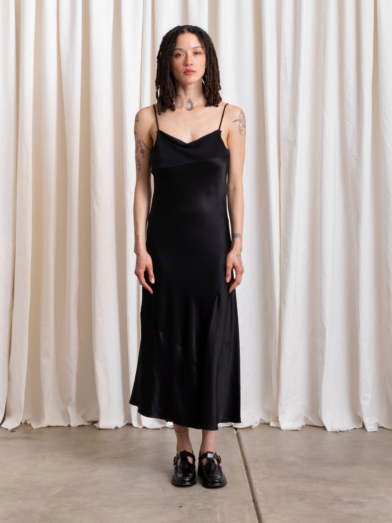ASYMMETRICAL TANK DRESS - BLACK