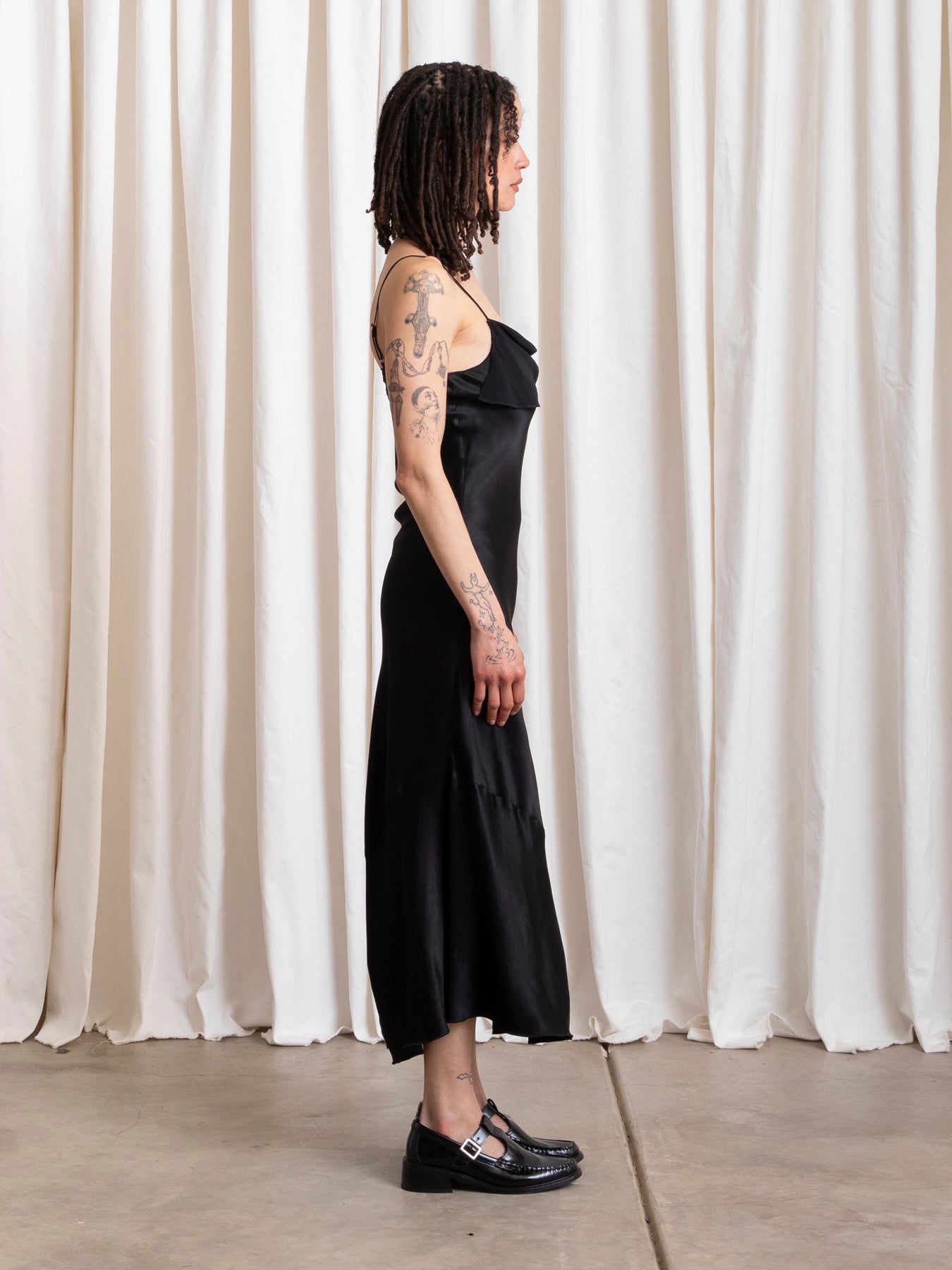 ASYMMETRICAL TANK DRESS - BLACK