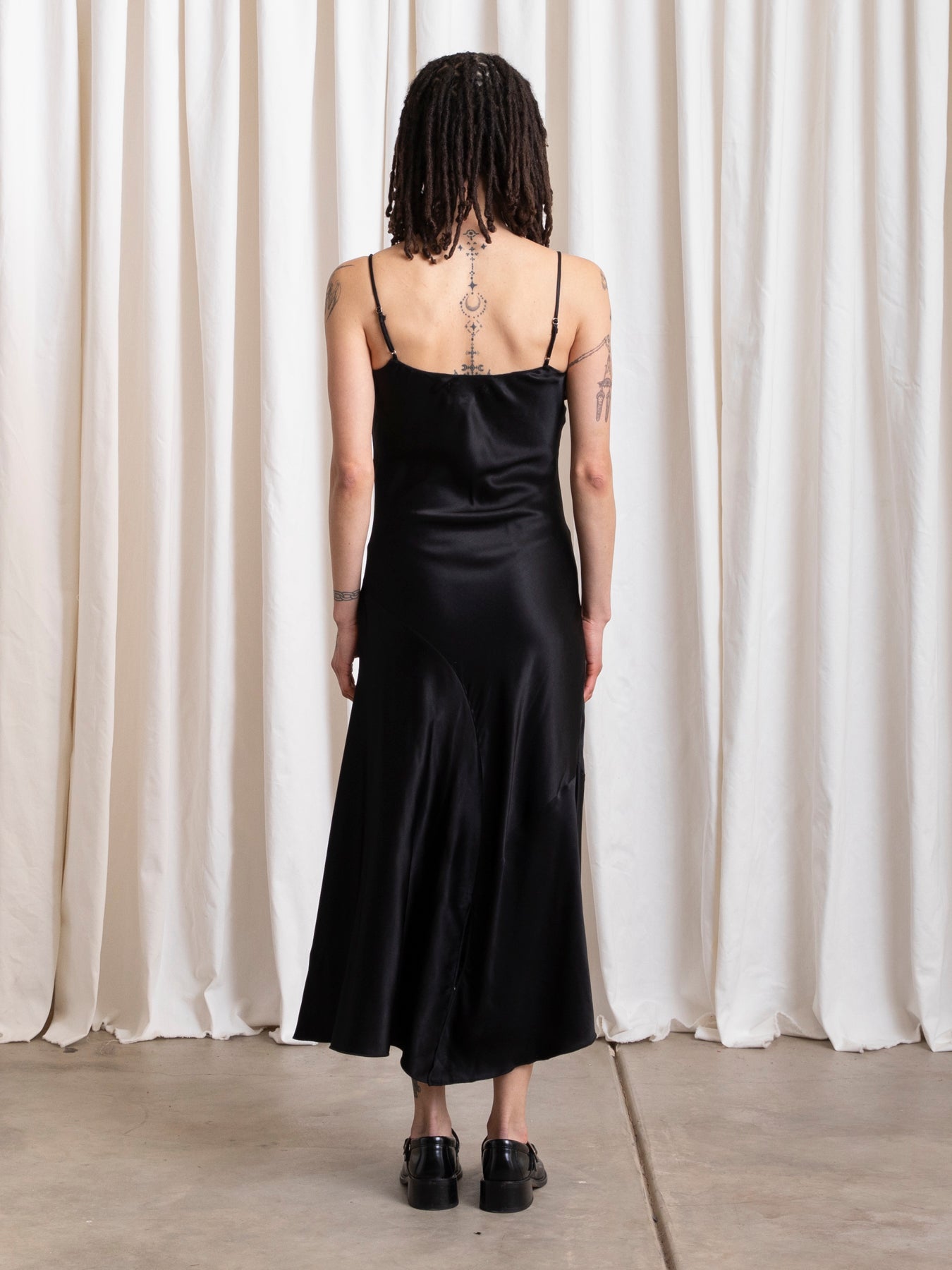 ASYMMETRICAL TANK DRESS - BLACK