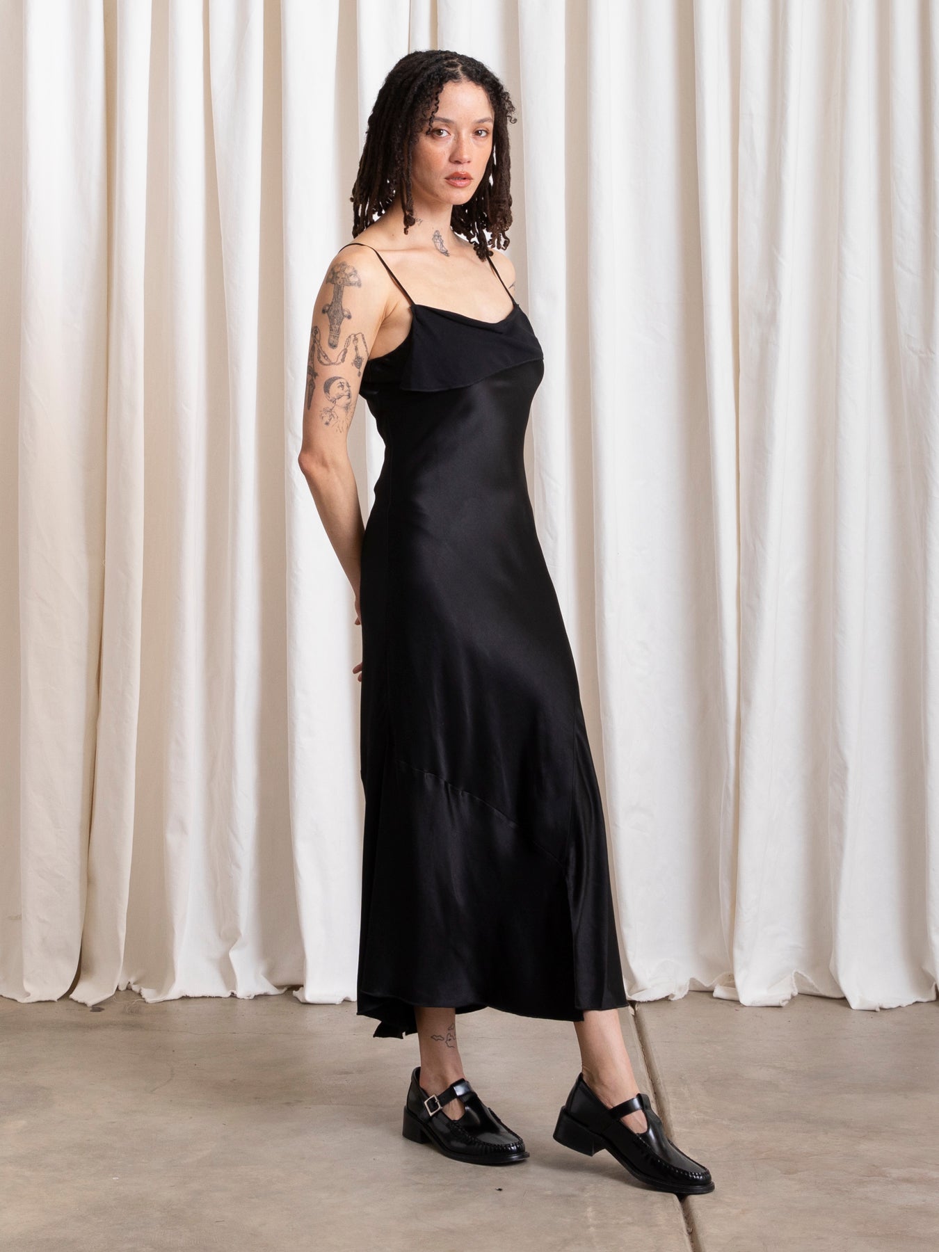 ASYMMETRICAL TANK DRESS - BLACK