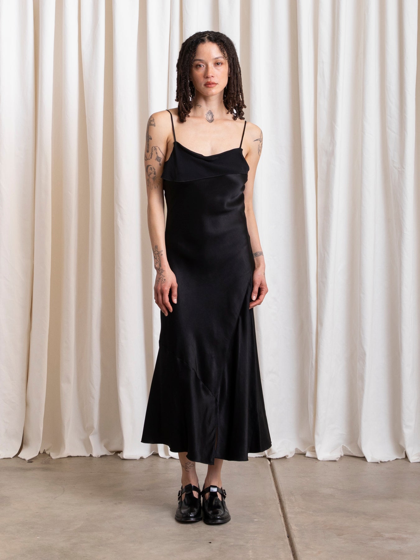 ASYMMETRICAL TANK DRESS - BLACK