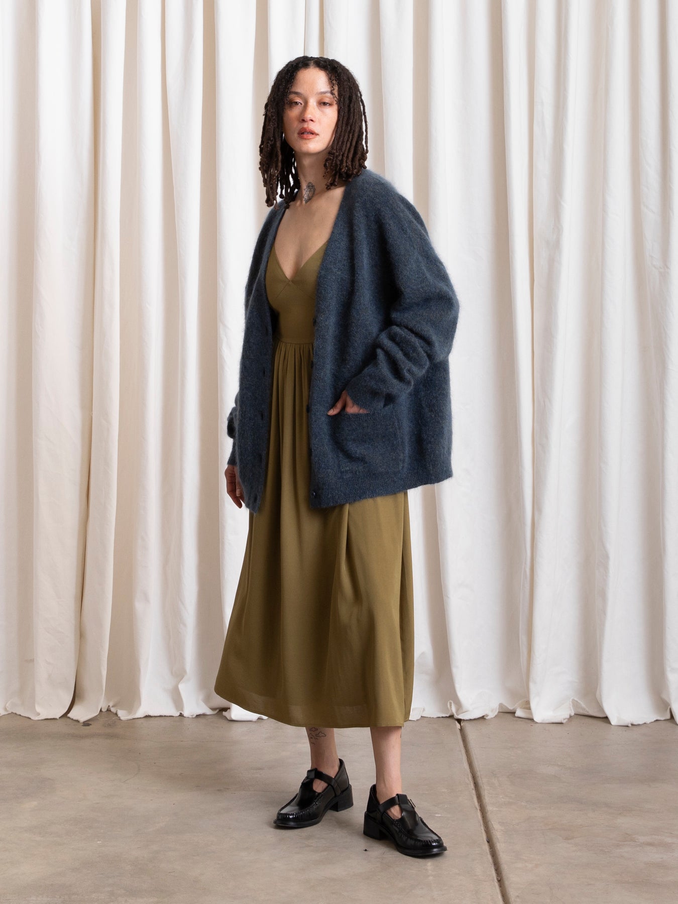 OVERSIZED MOHAIR CARDIGAN - OCEAN