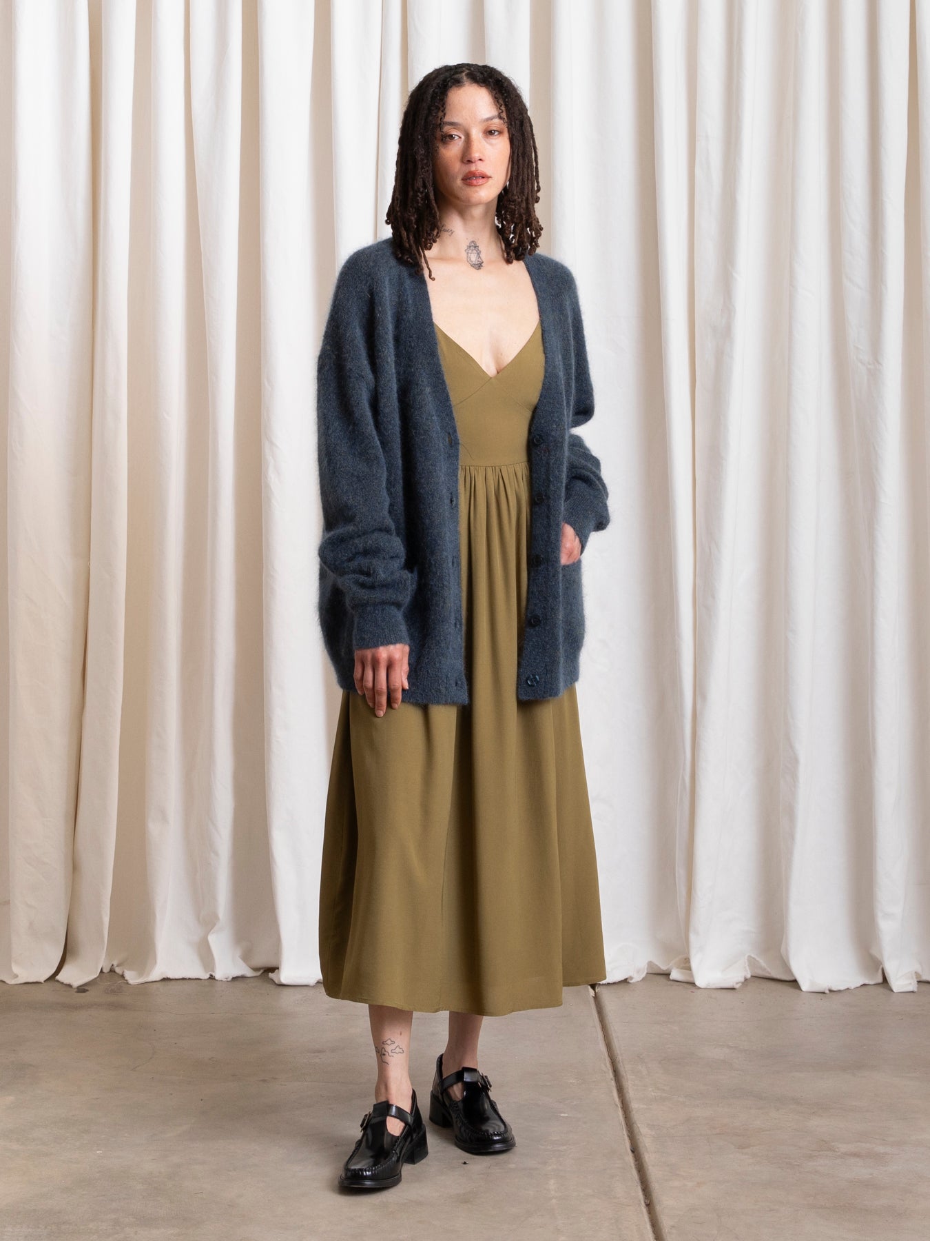OVERSIZED MOHAIR CARDIGAN - OCEAN