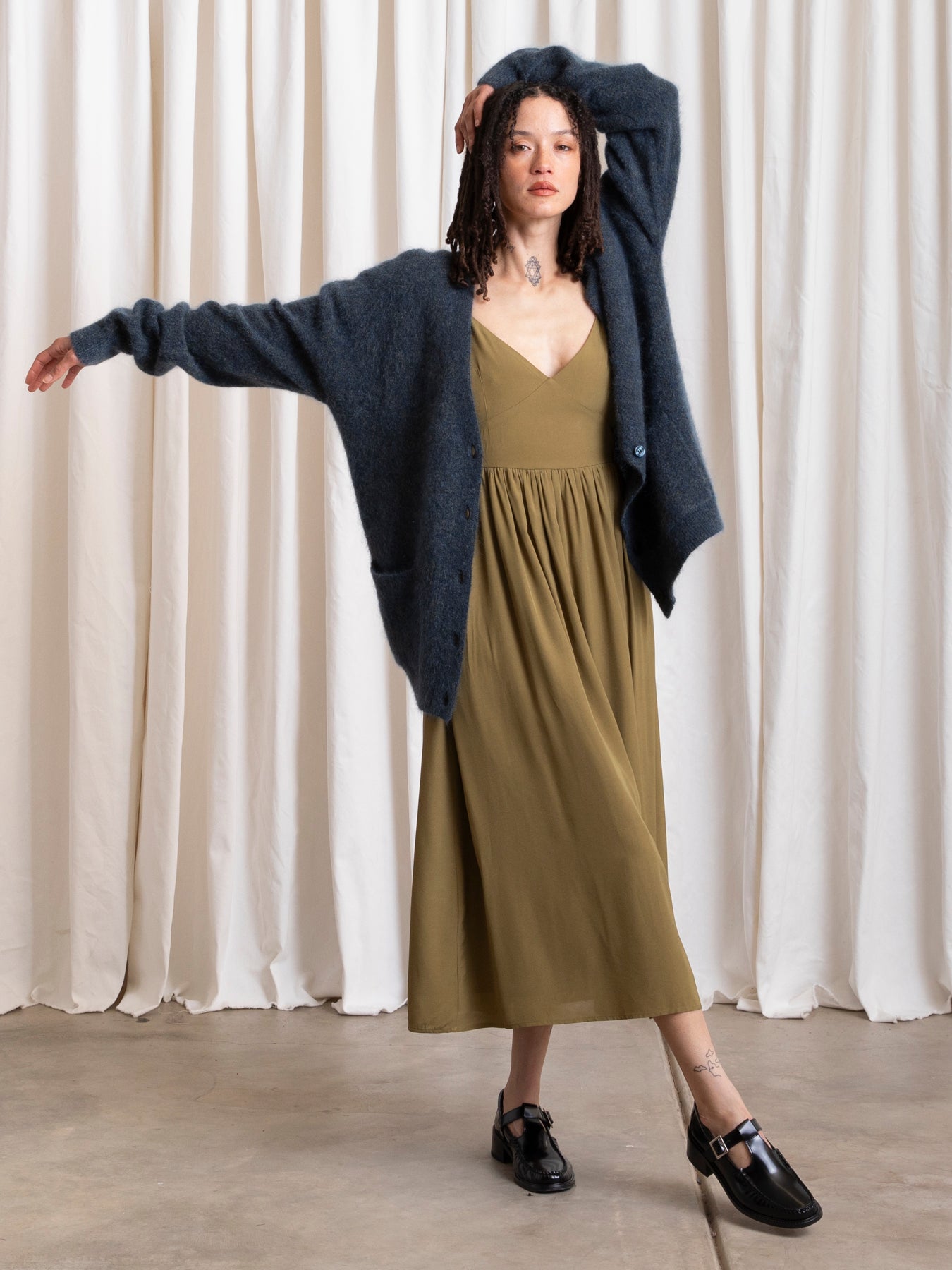 OVERSIZED MOHAIR CARDIGAN - OCEAN