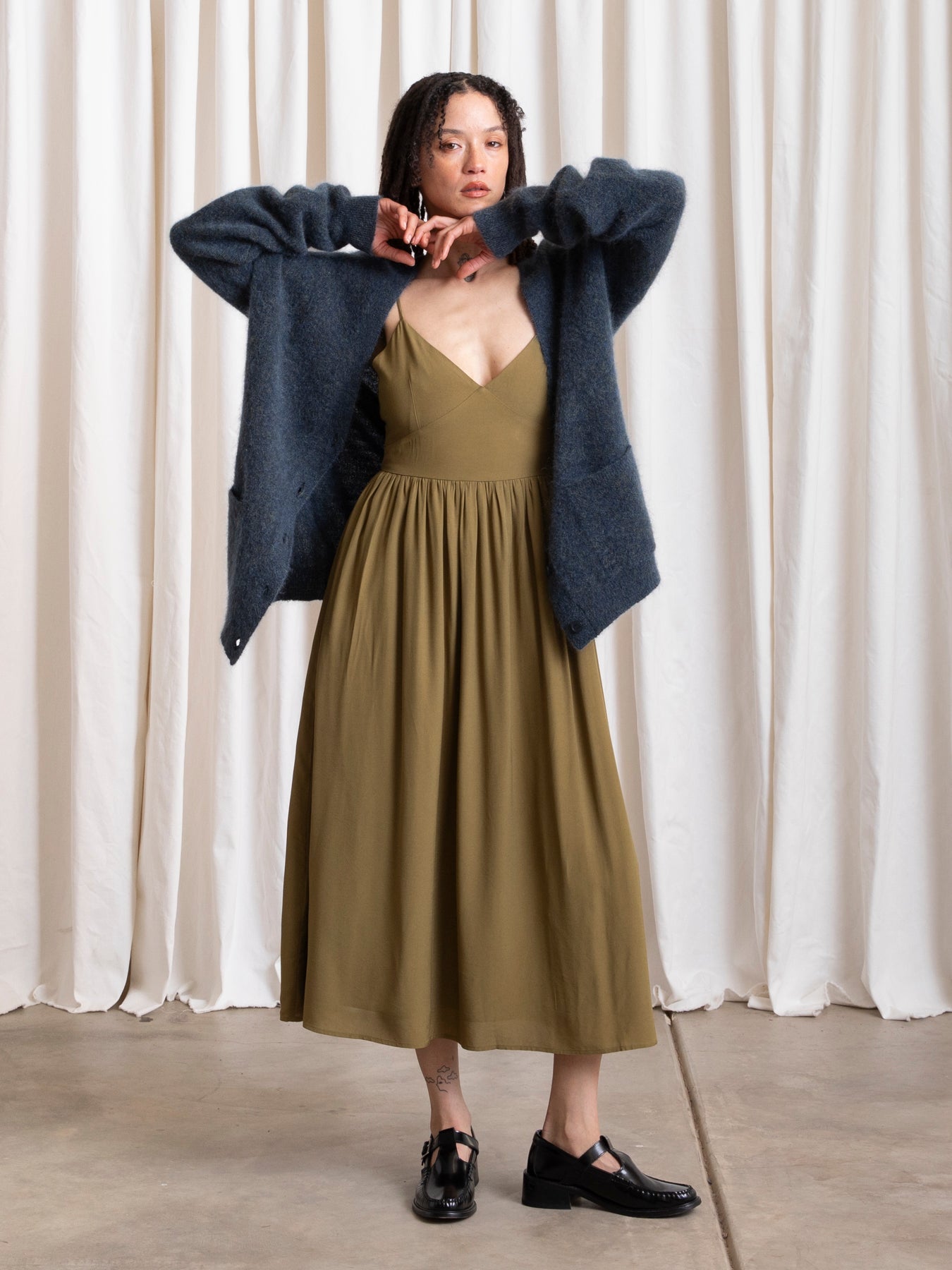 OVERSIZED MOHAIR CARDIGAN - OCEAN