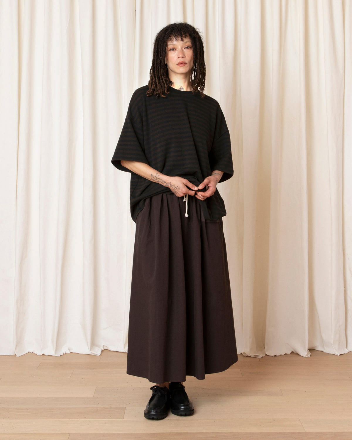 OVERSIZED T-SHIRT - BROWN/BLACK STRIPE
