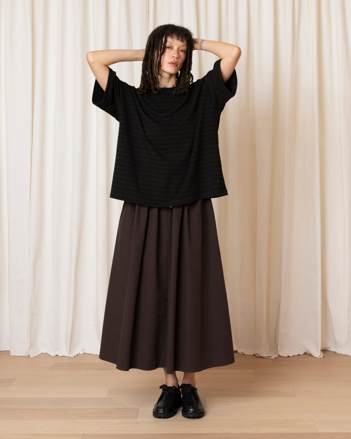 OVERSIZED T-SHIRT - BROWN/BLACK STRIPE