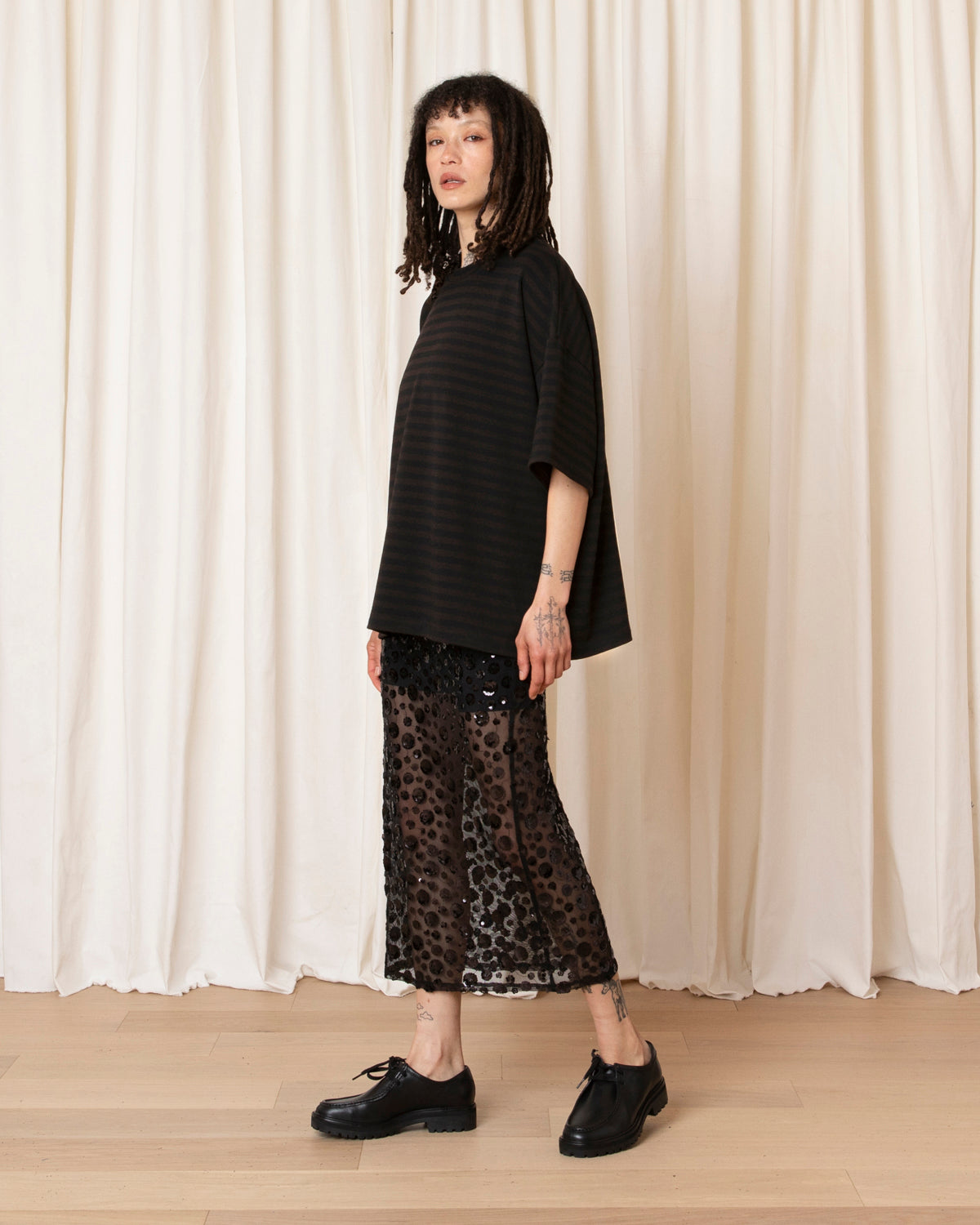 OVERSIZED T-SHIRT - BROWN/BLACK STRIPE