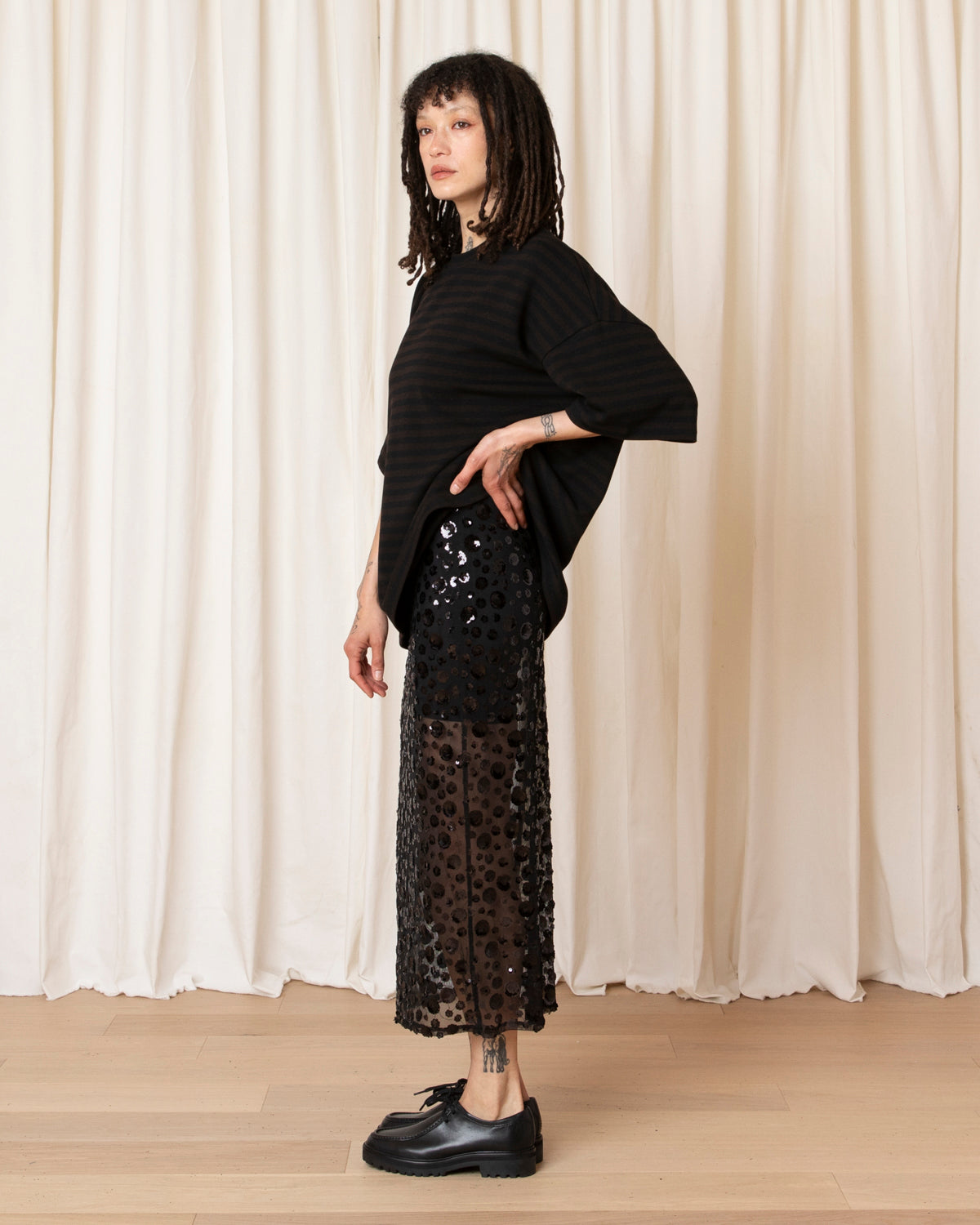 OVERSIZED T-SHIRT - BROWN/BLACK STRIPE