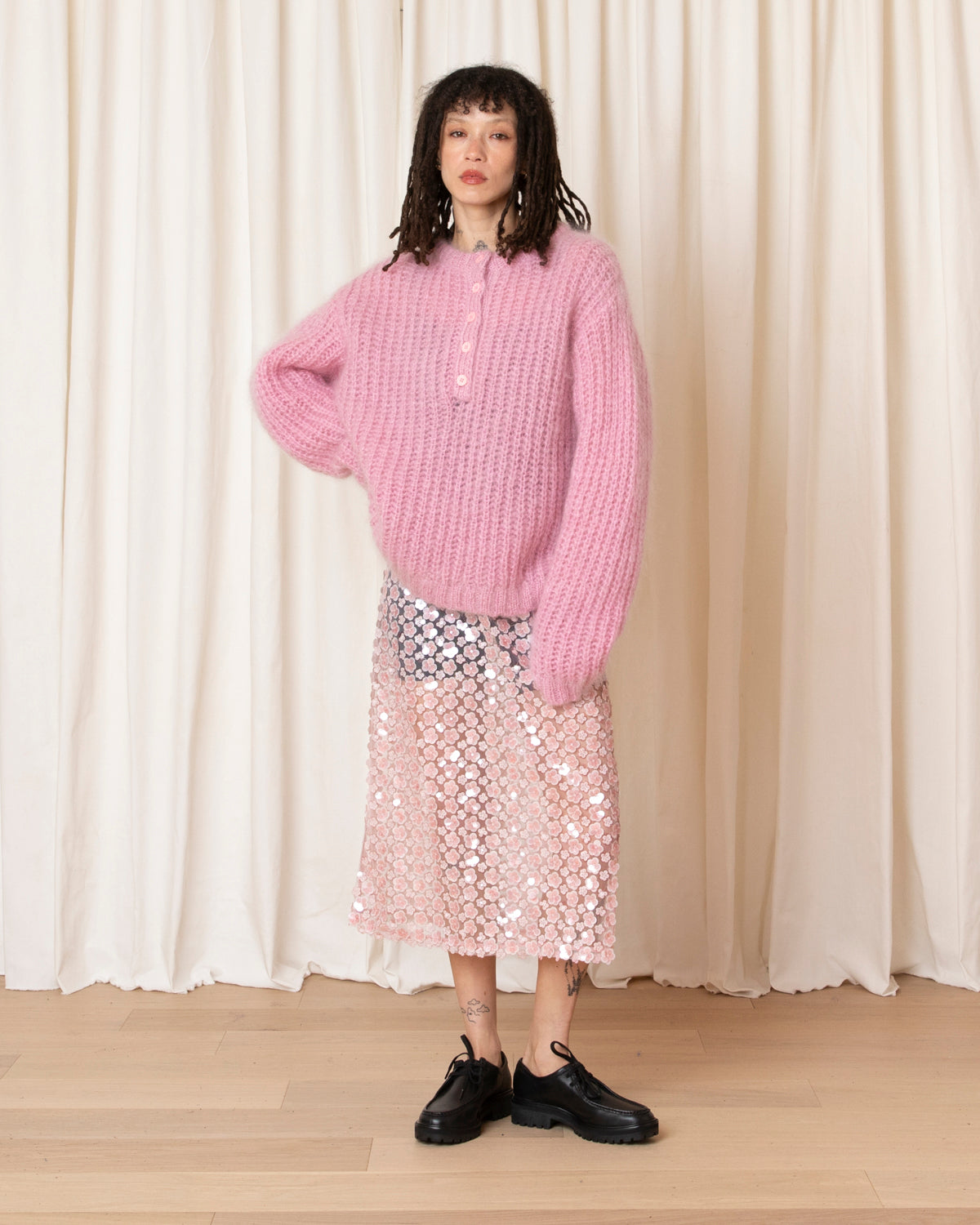 OVERSIZED PULLOVER W/ PLACKET