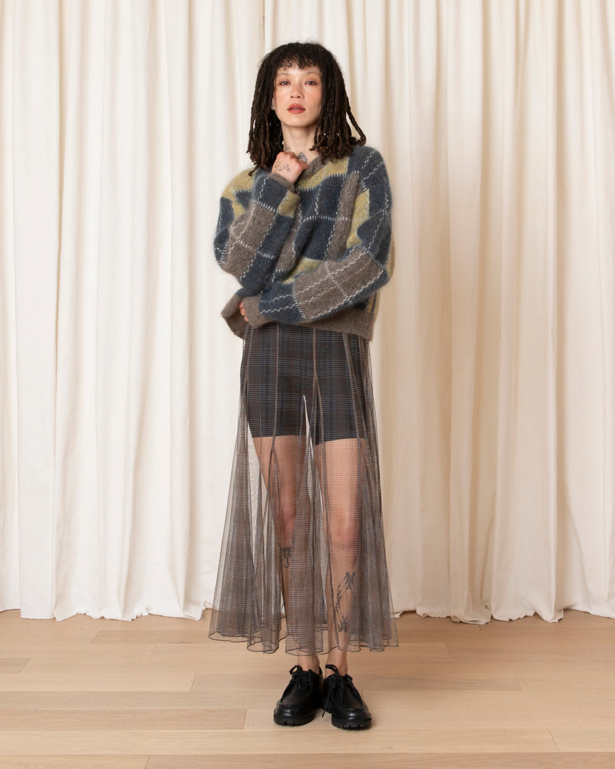 BOXY PLAID PULLOVER