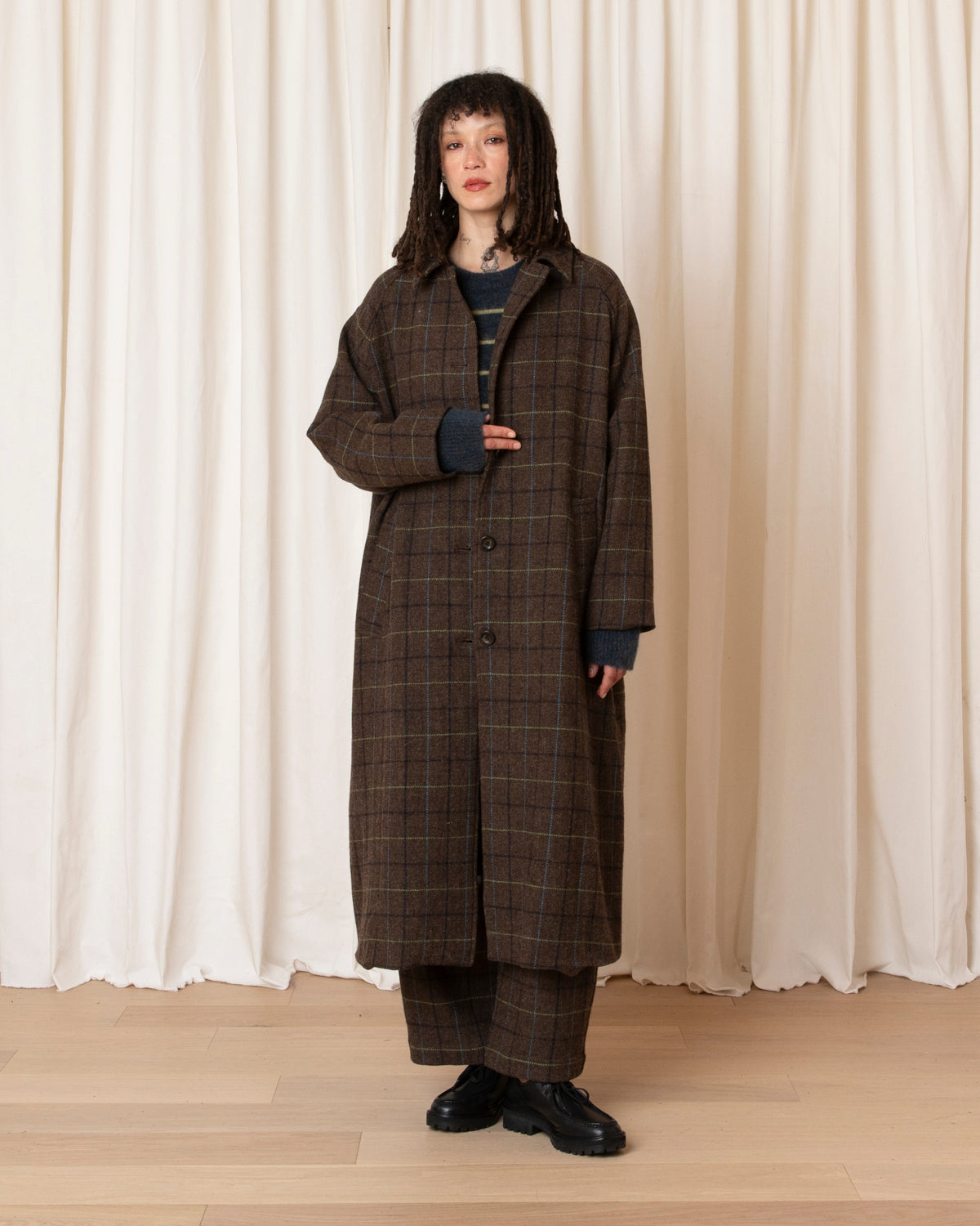 NEW WOOL TRENCH - TAUPE MULTICOLOR PLAID