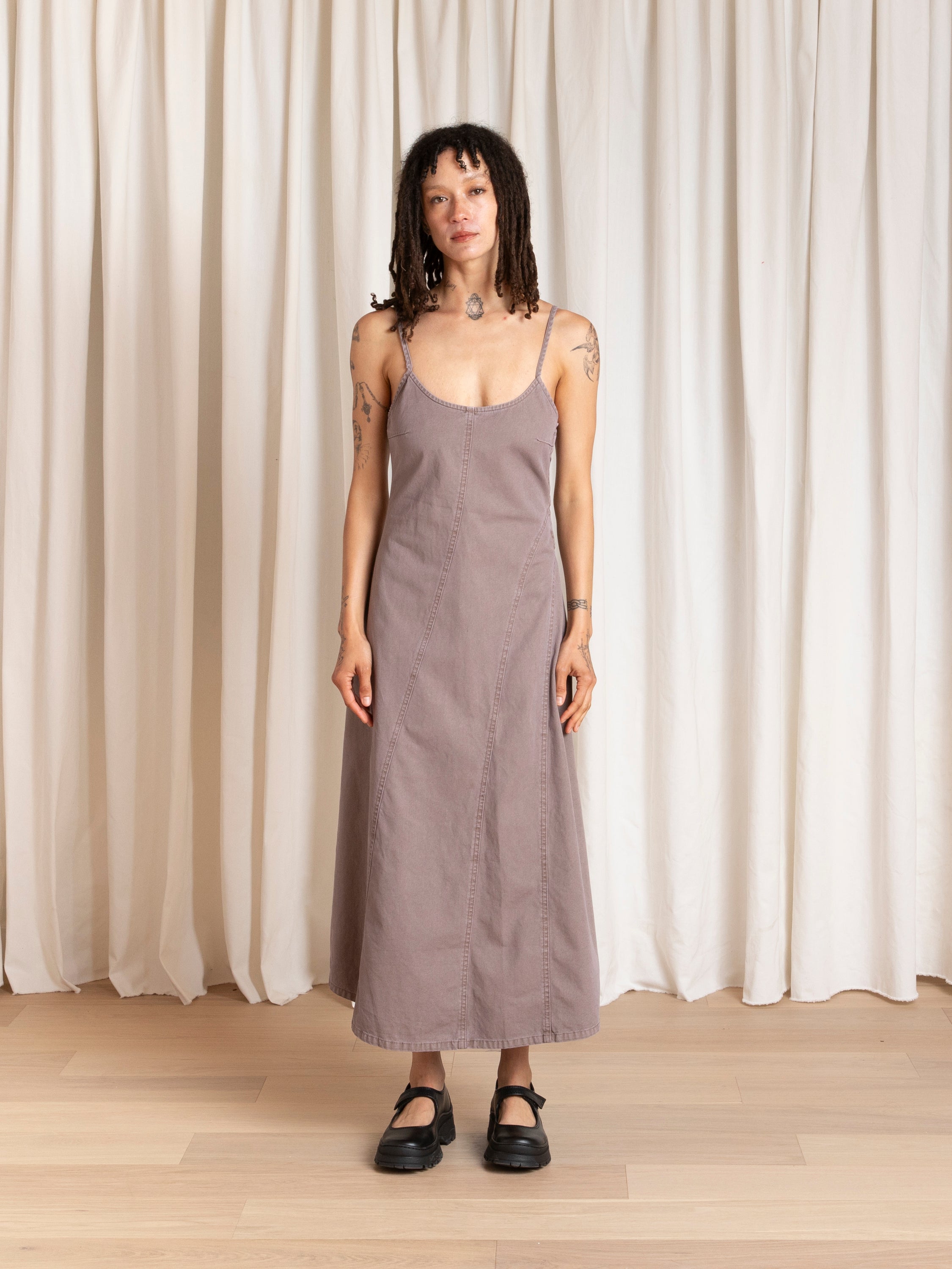 SEAMED TANK DRESS - MAUVE