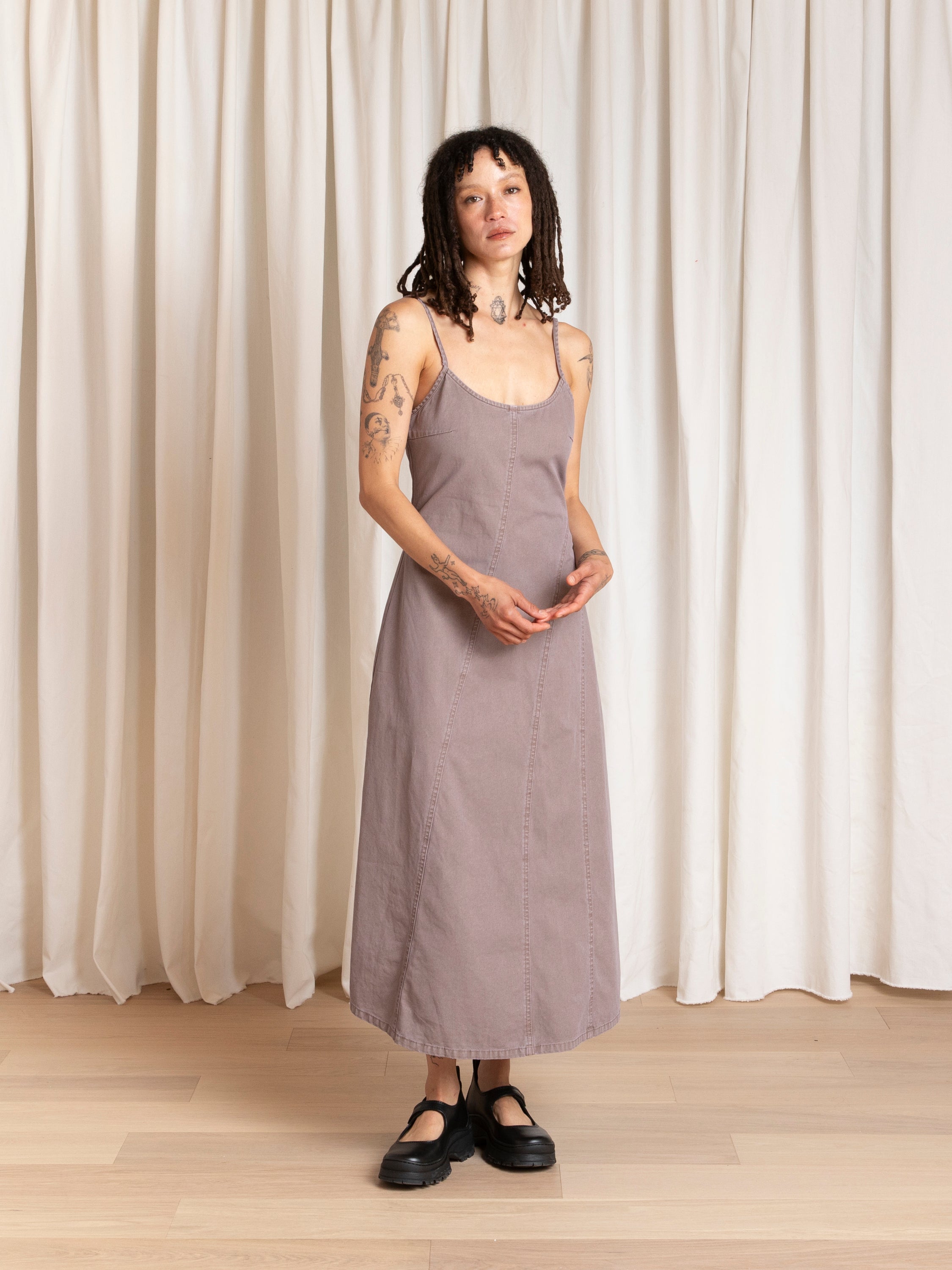 SEAMED TANK DRESS - MAUVE