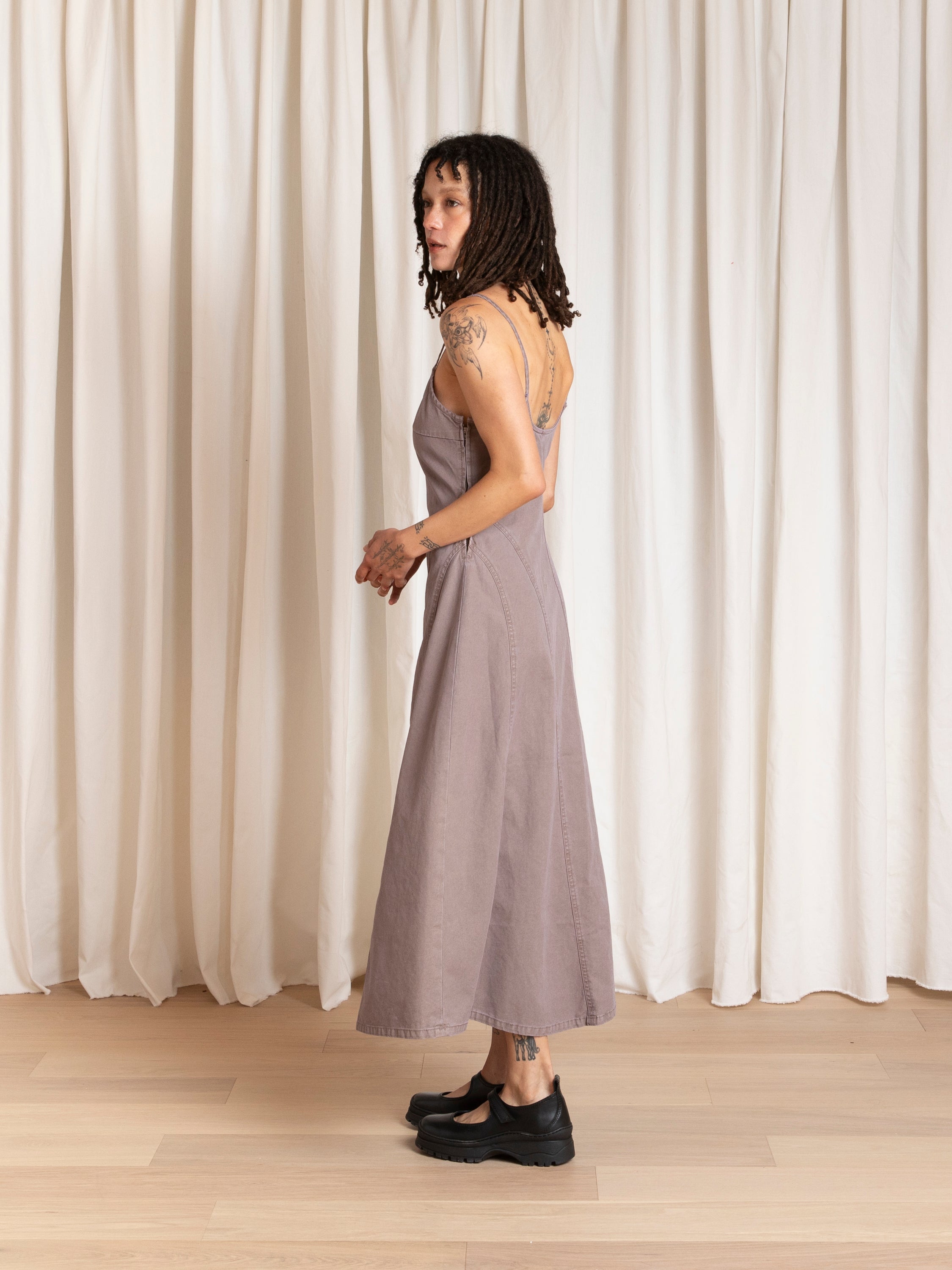 SEAMED TANK DRESS - MAUVE