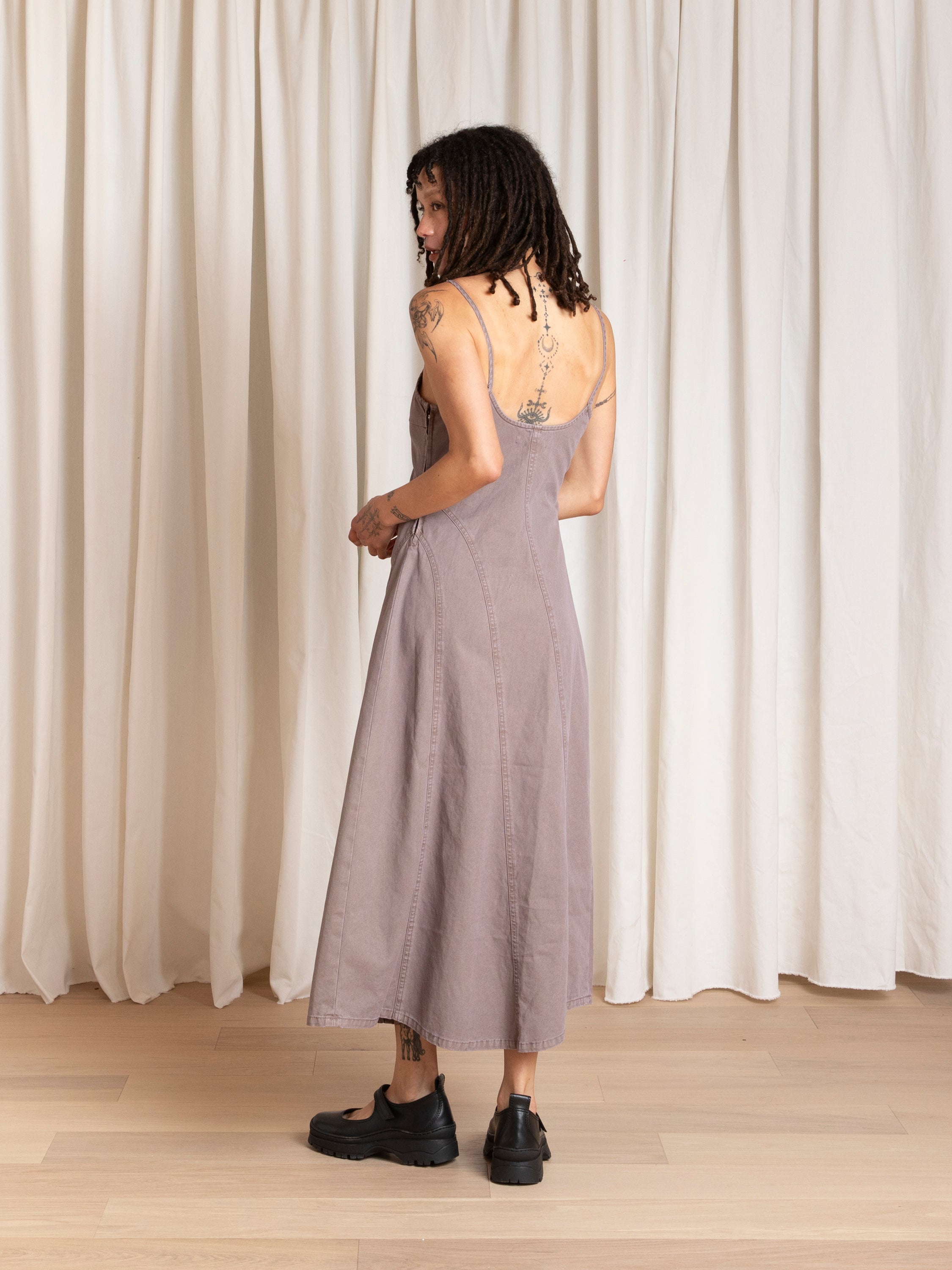 SEAMED TANK DRESS - MAUVE