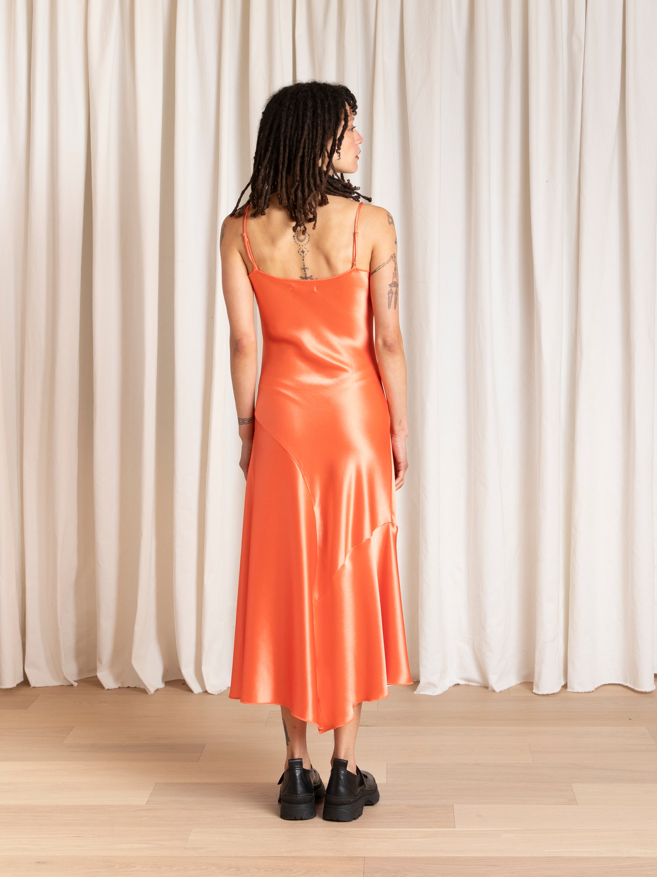 ASYMMETRICAL TANK DRESS - NEON ORANGE