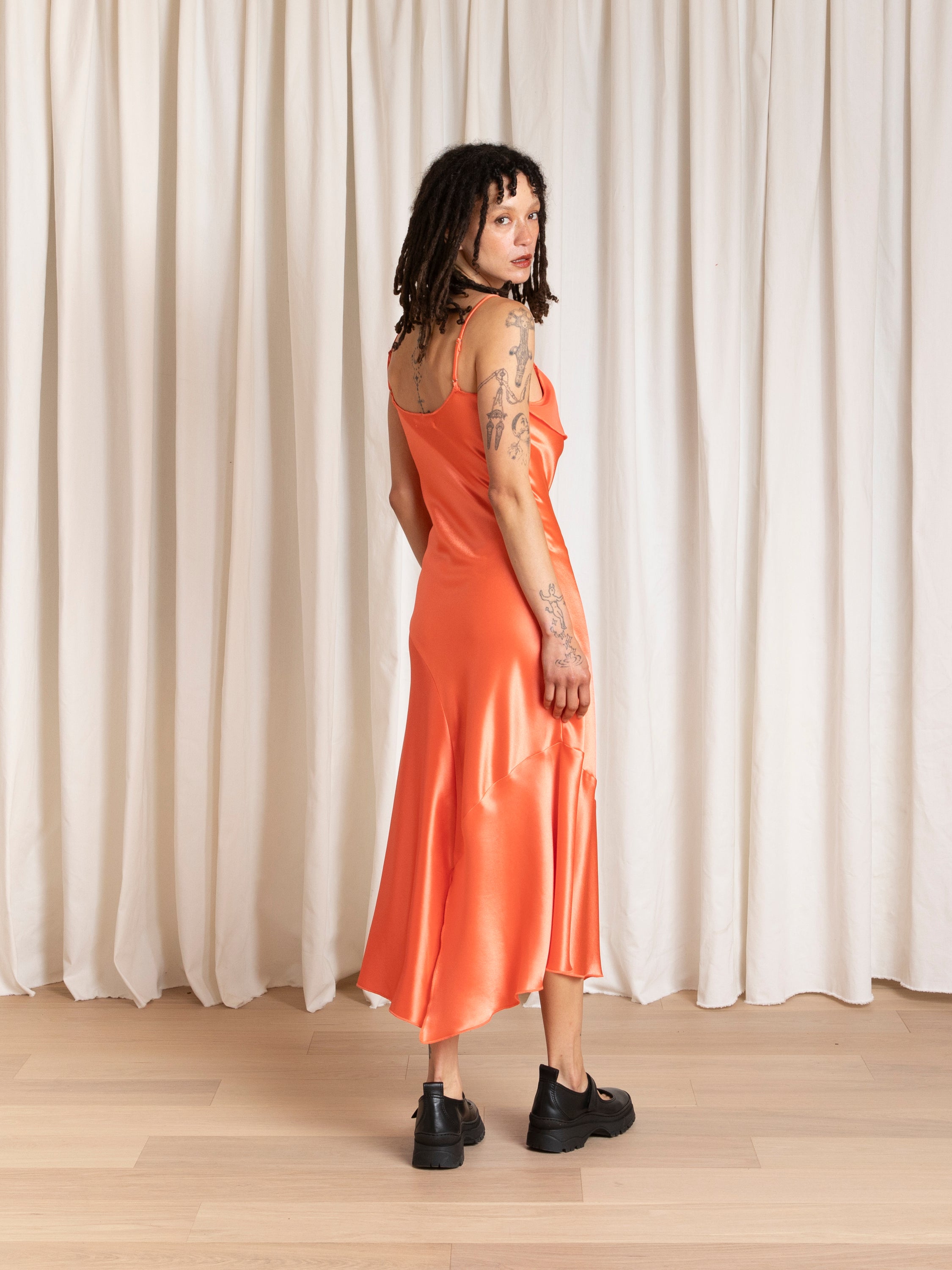 ASYMMETRICAL TANK DRESS - NEON ORANGE
