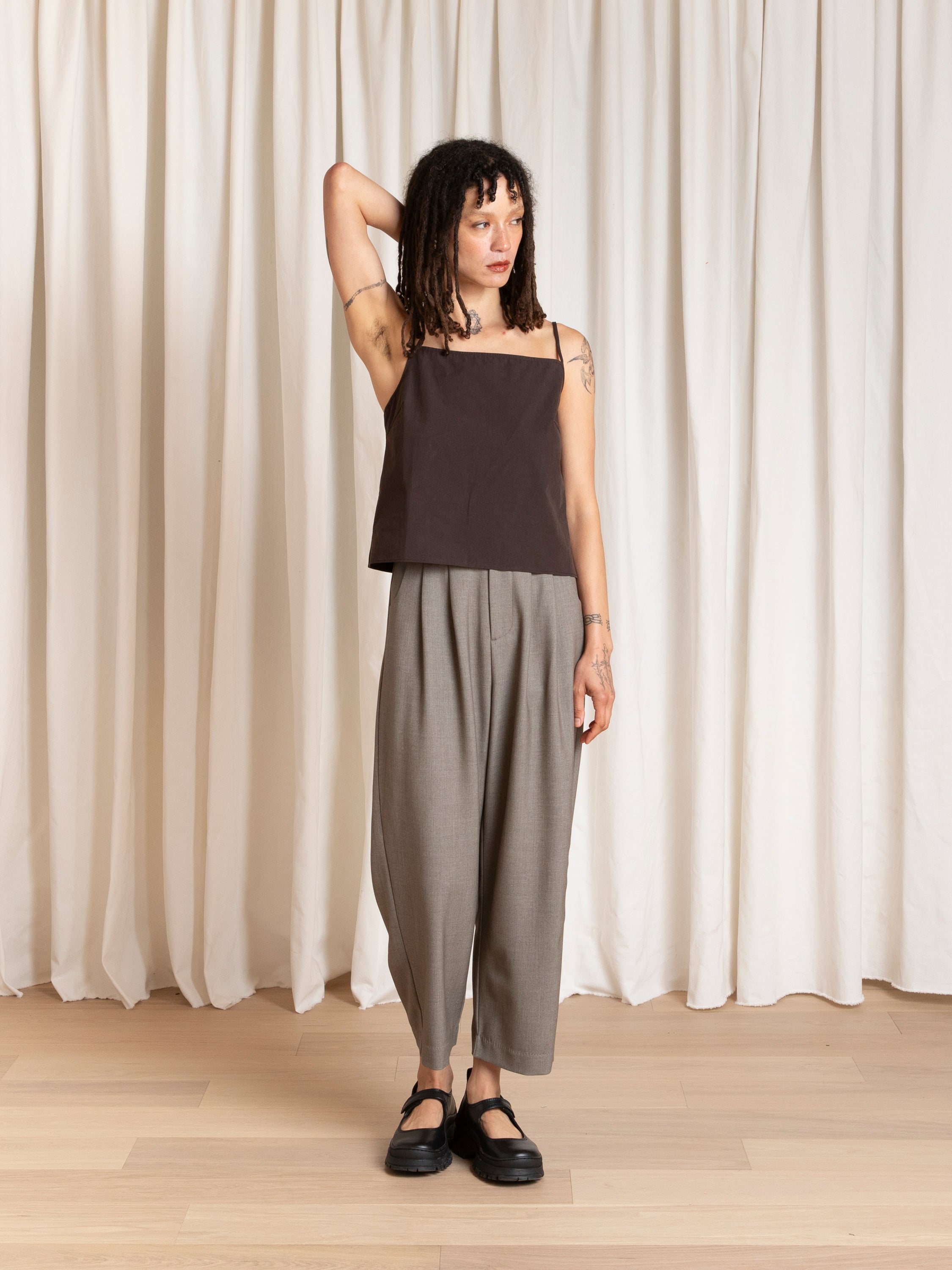SLIP TOP - PINK/BROWN STRIPE