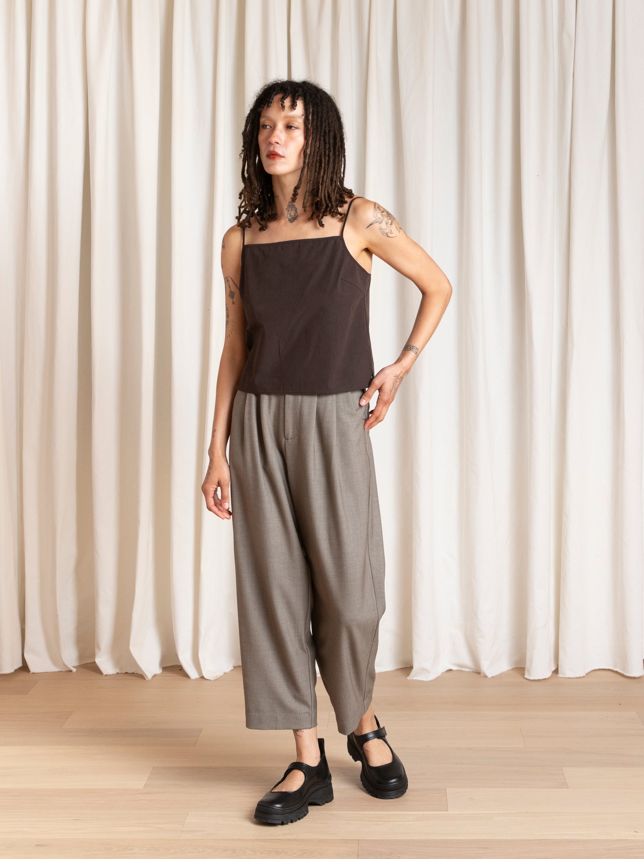 SLIP TOP - PINK/BROWN STRIPE
