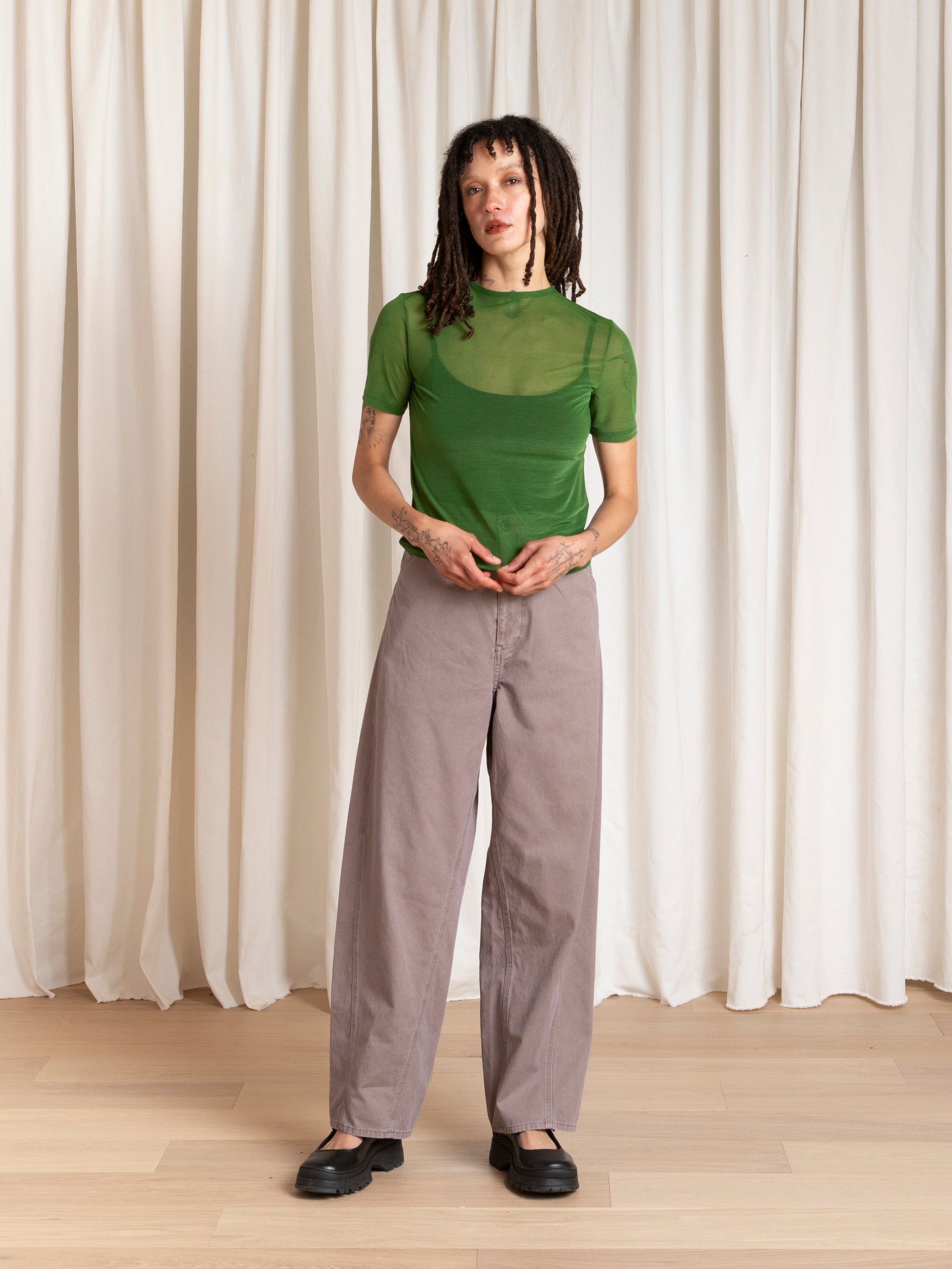 FITTED BARREL PANT - MAUVE