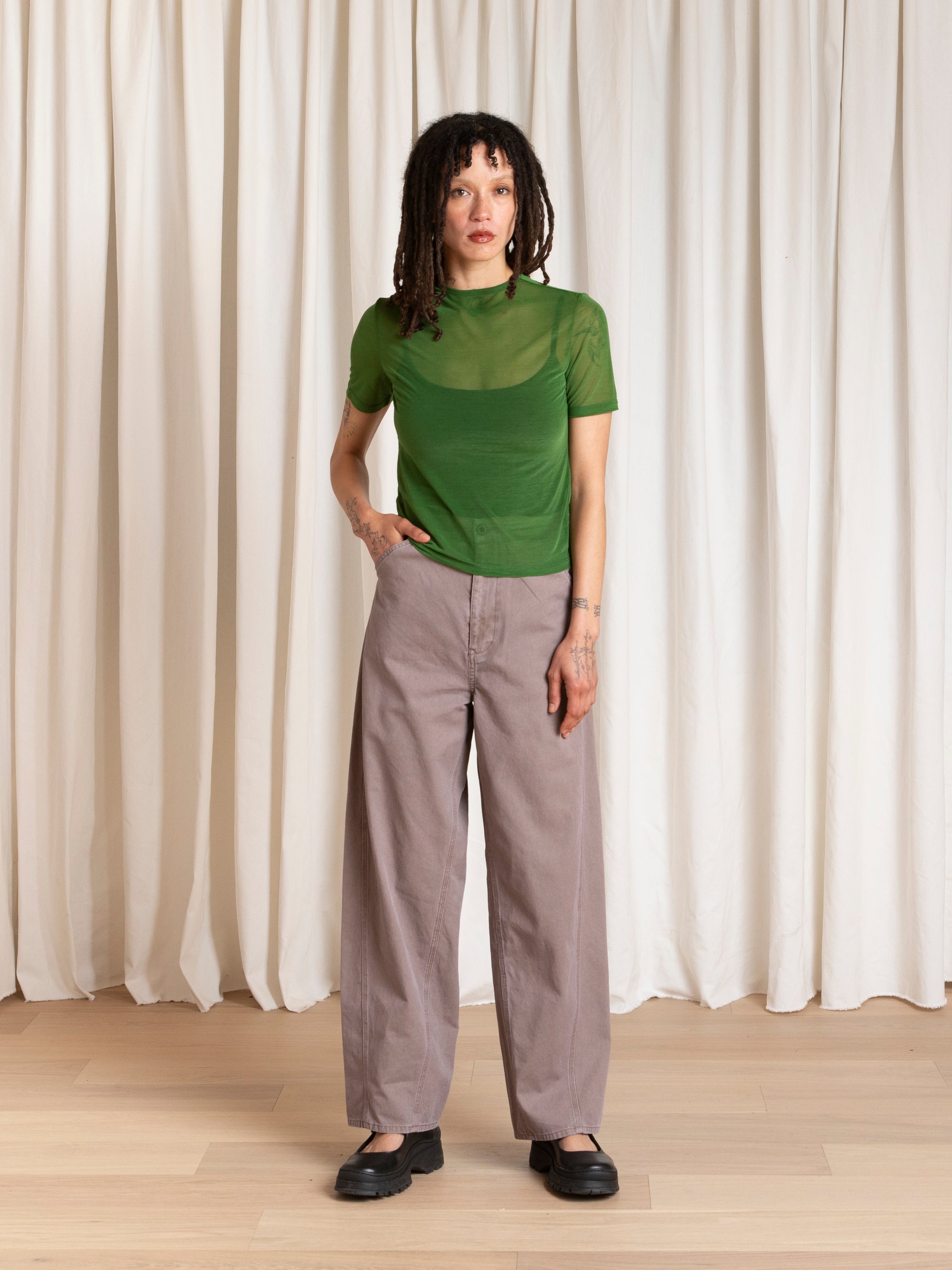 FITTED BARREL PANT - MAUVE