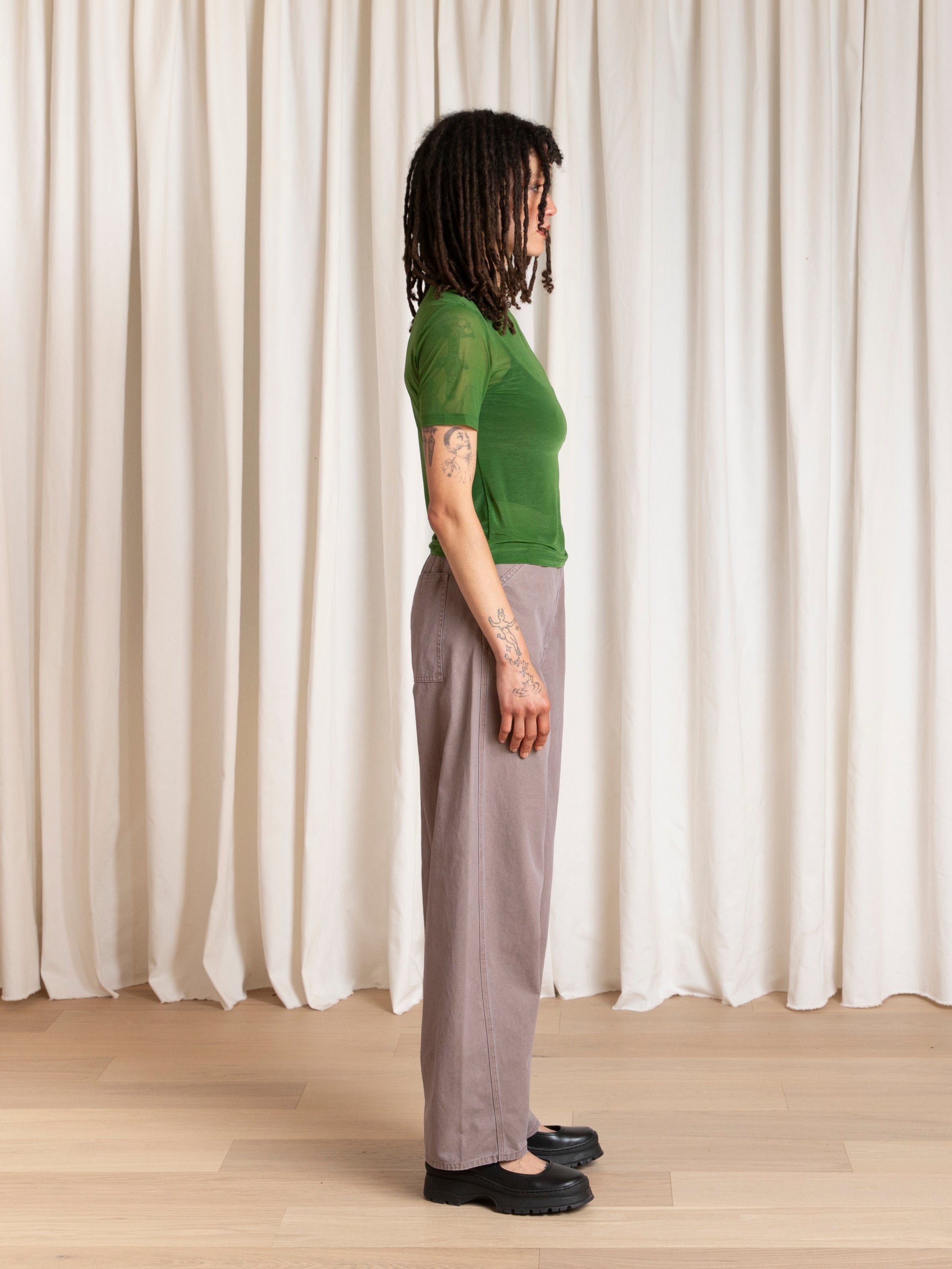 FITTED BARREL PANT - MAUVE