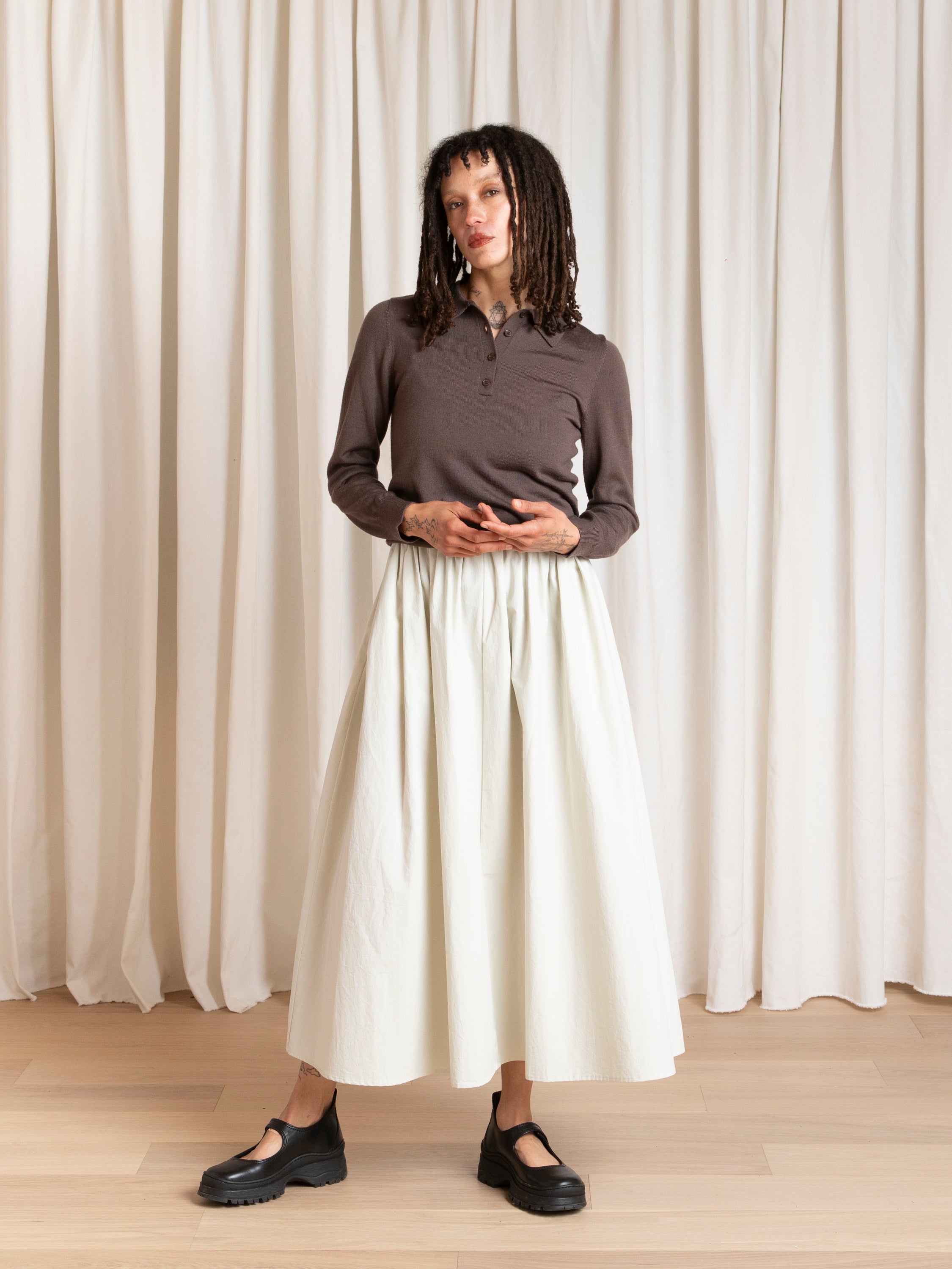 FULL SKIRT - DARK BROWN