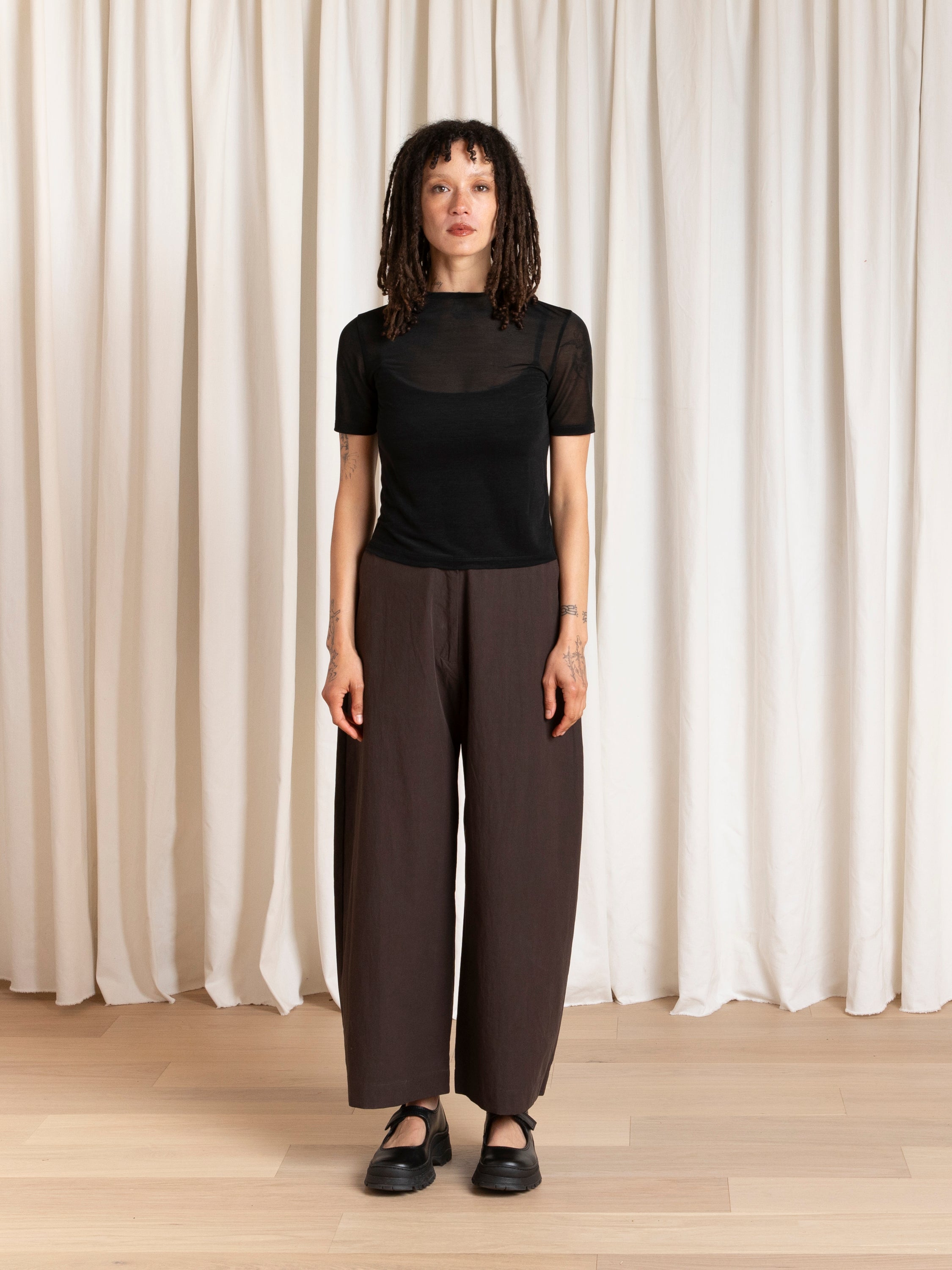 SPRING LOOSE BARREL PANT - DARK BROWN