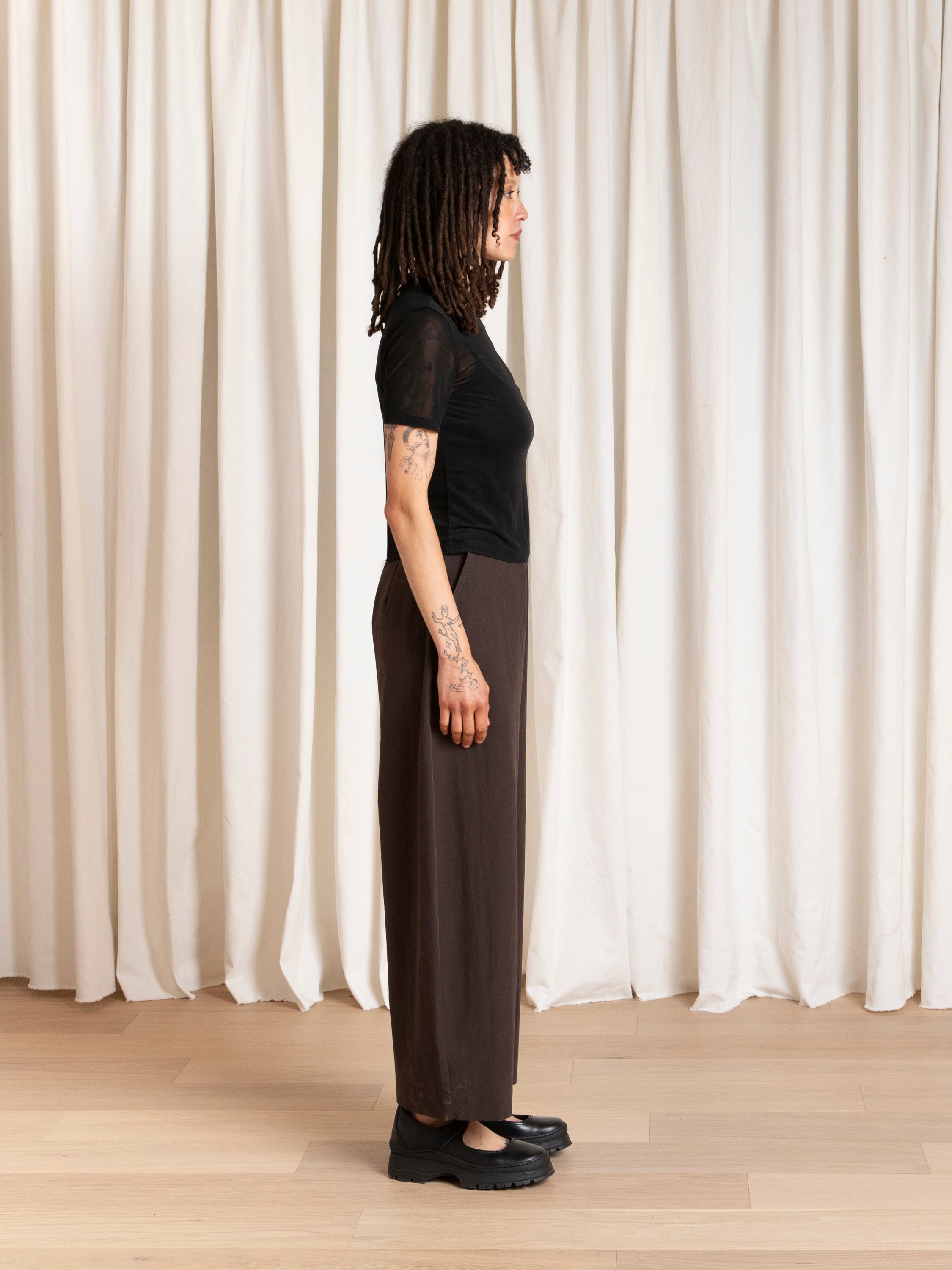 SPRING LOOSE BARREL PANT - DARK BROWN