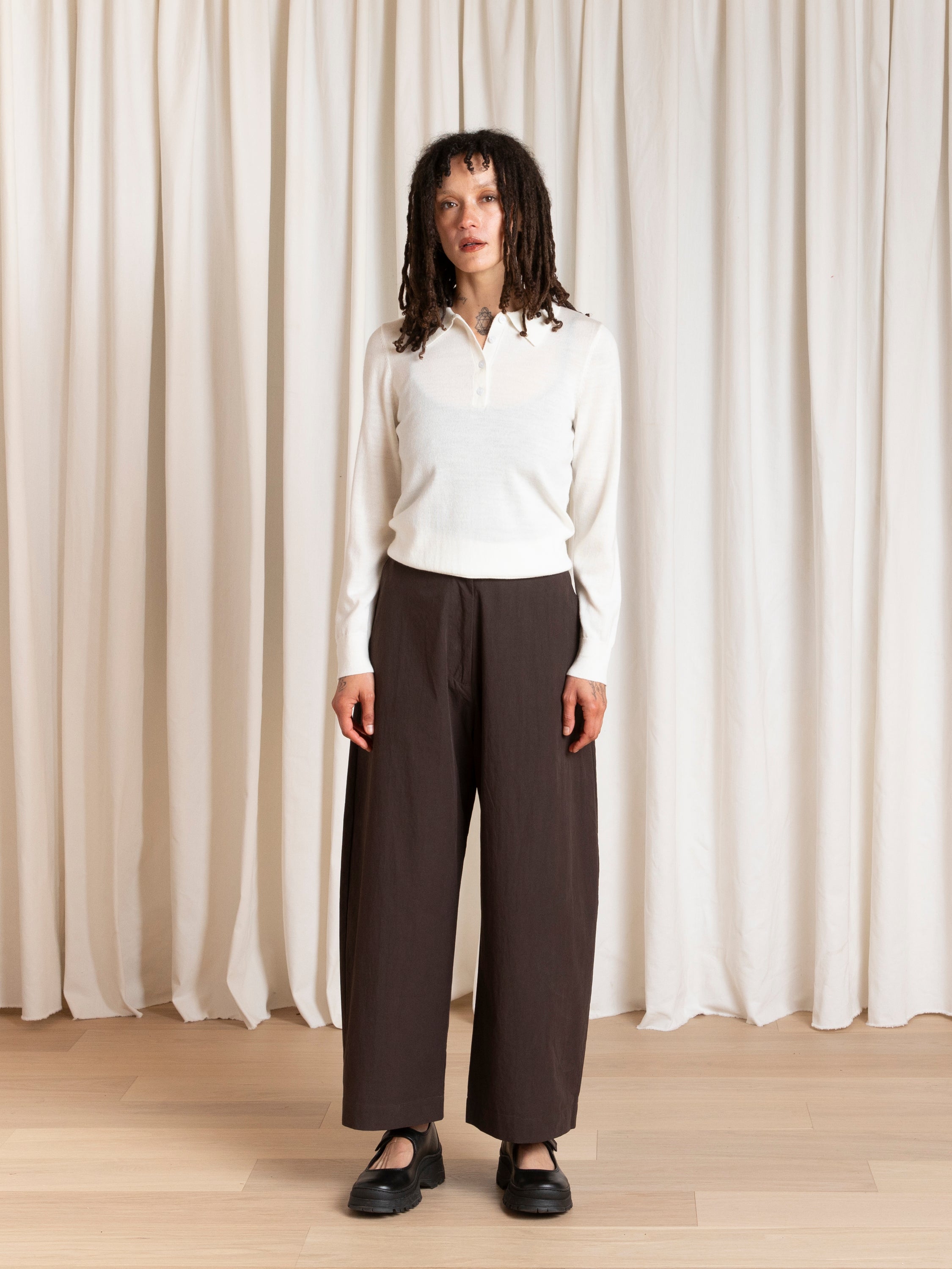 SPRING LOOSE BARREL PANT - DARK BROWN