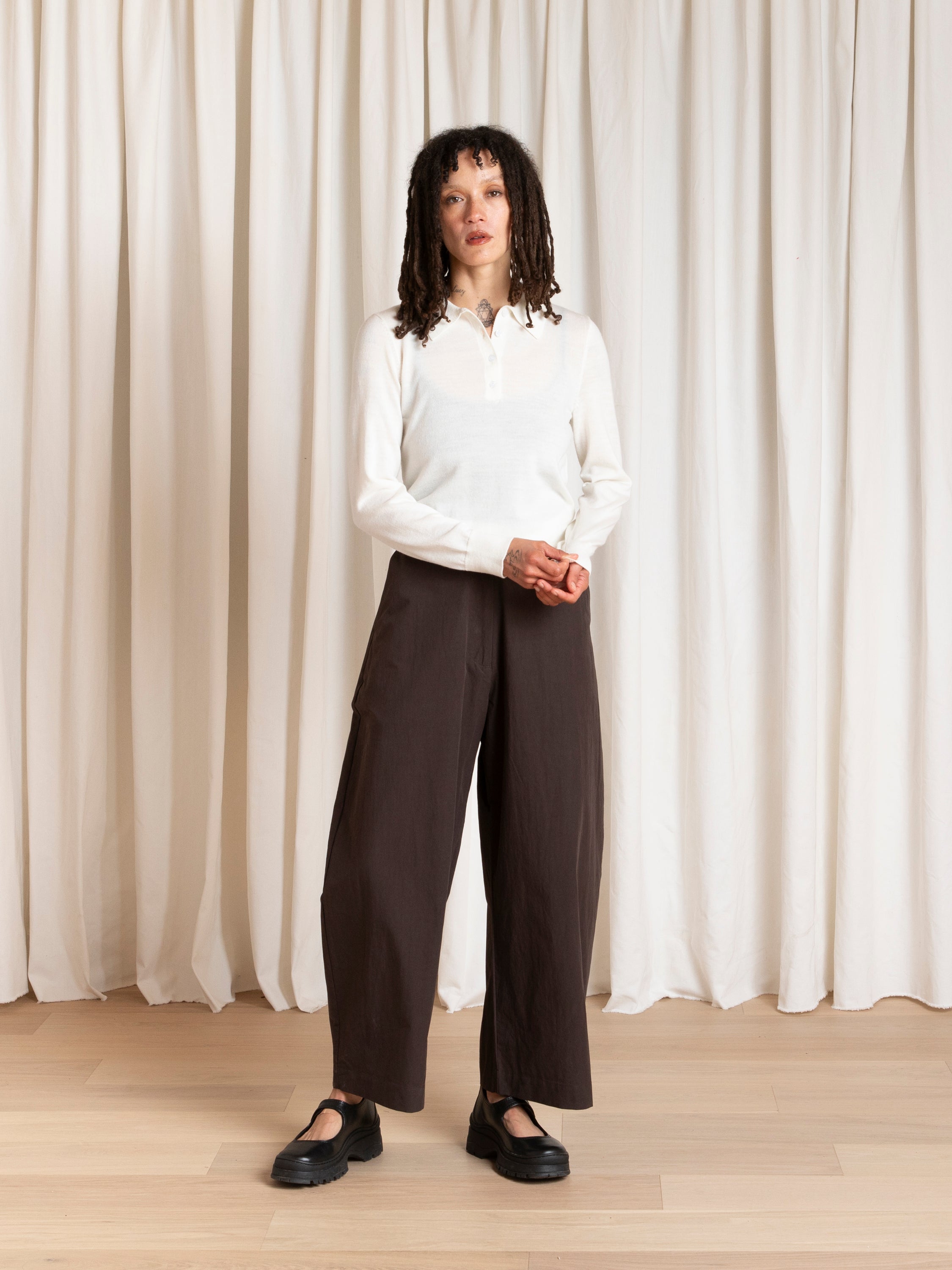 FITTED POLO PULLOVER - CREAM