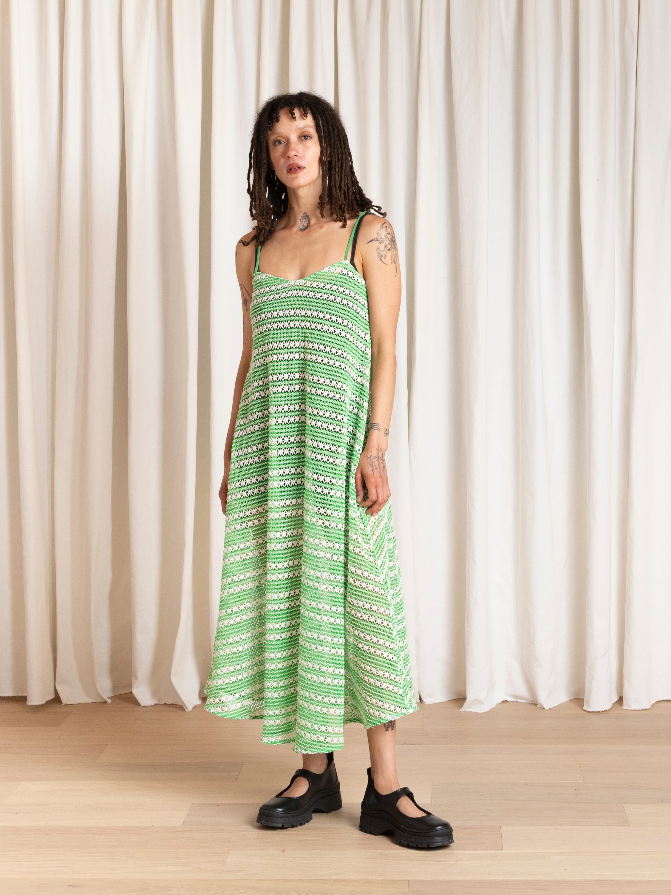 FULL HEM DRESS - LIME/IVORY CROCHET