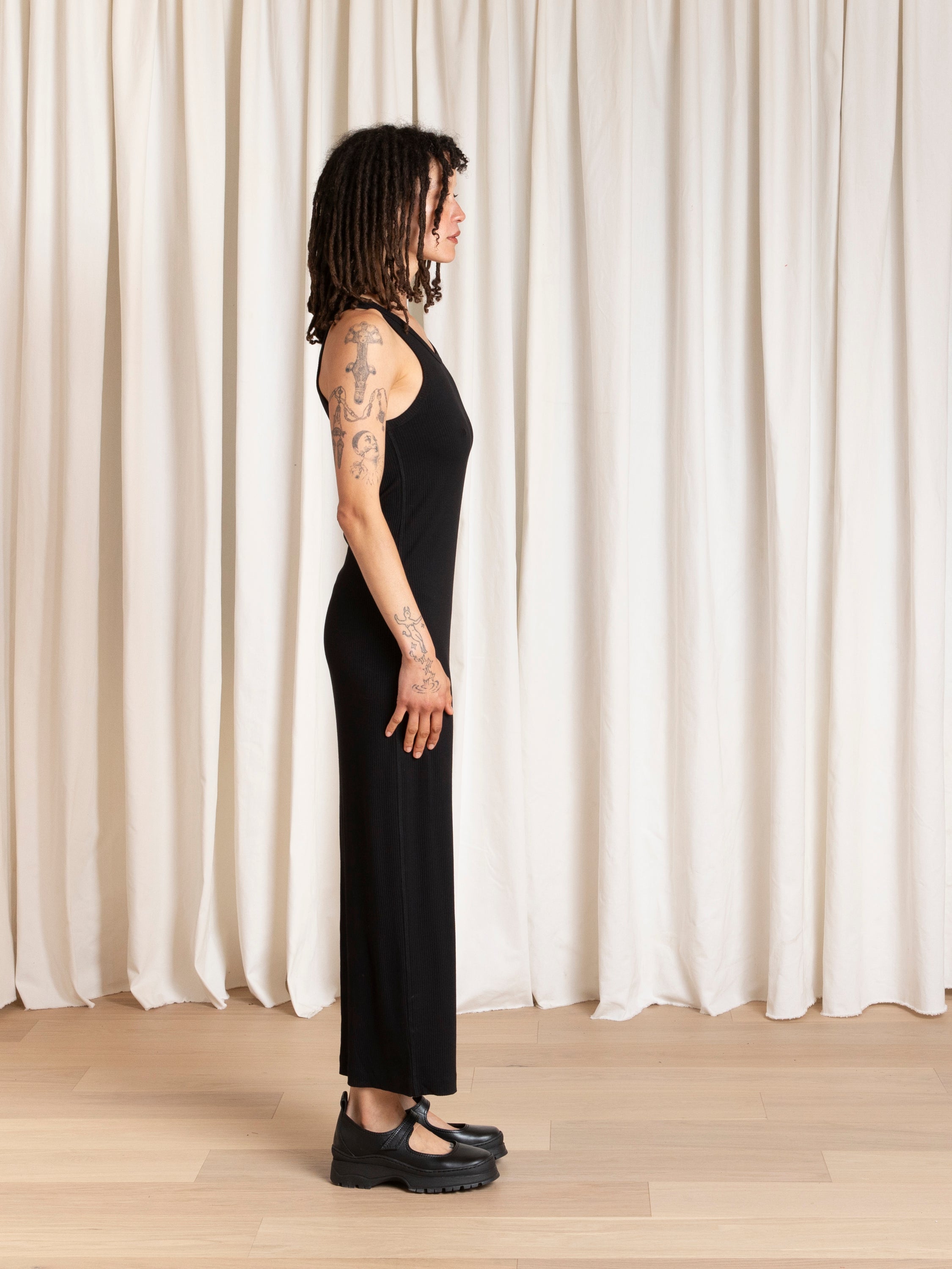 RIBBED DRESS - BLACK