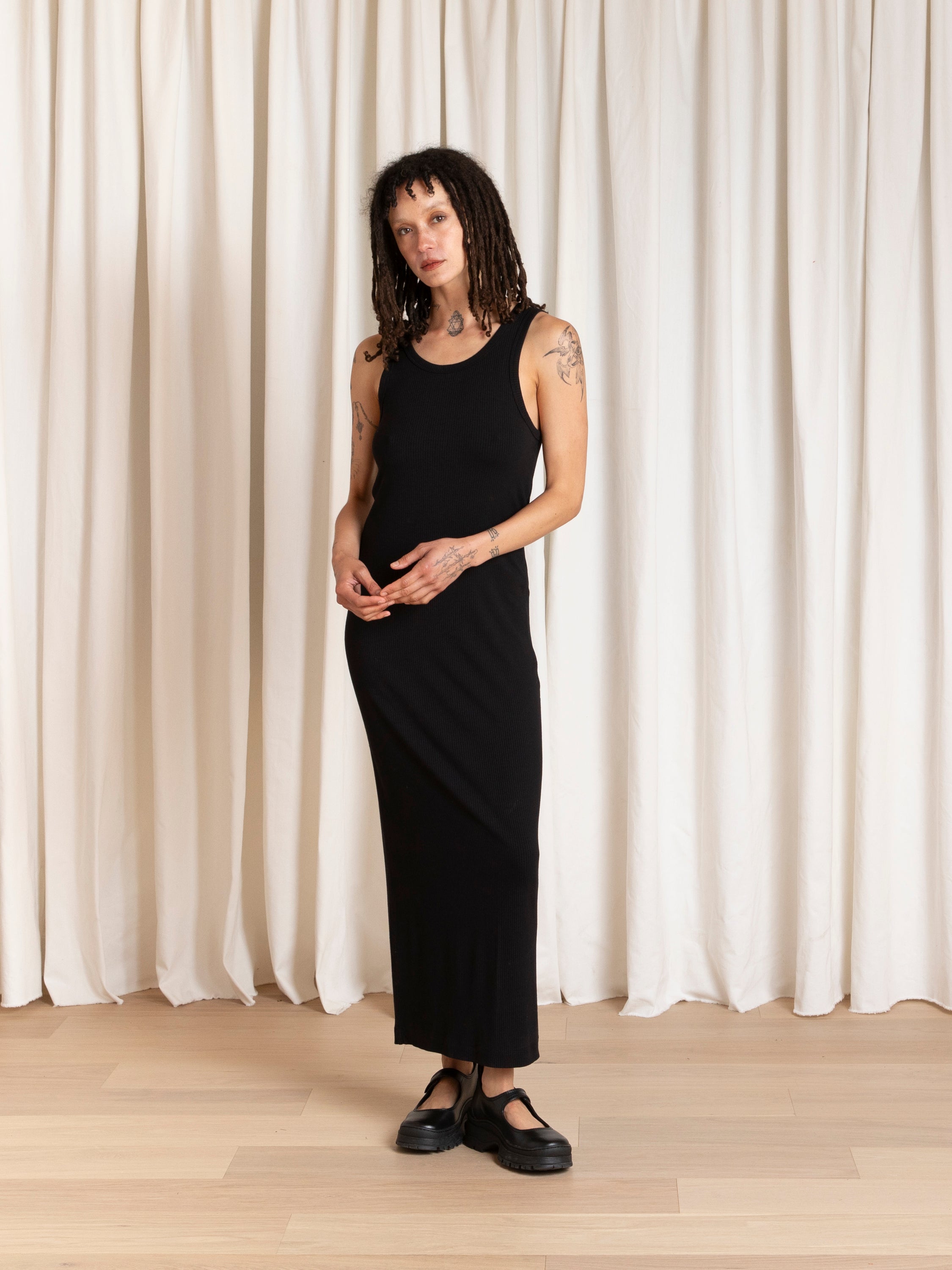 RIBBED DRESS - BLACK