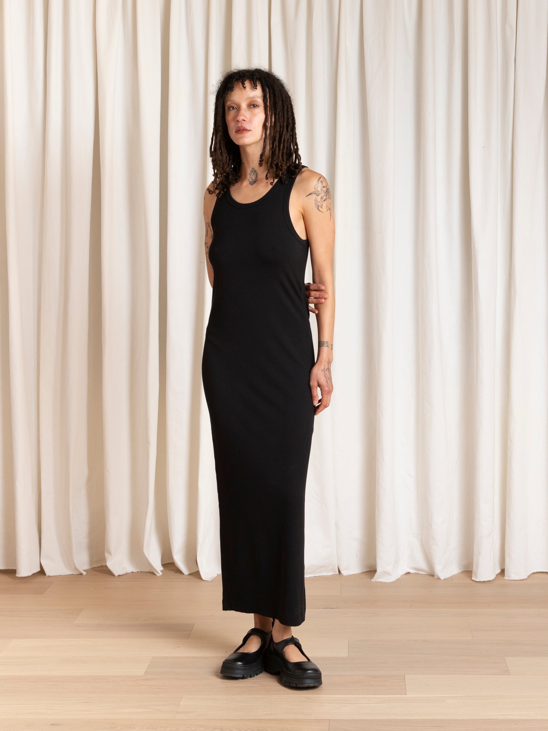 RIBBED DRESS - BLACK